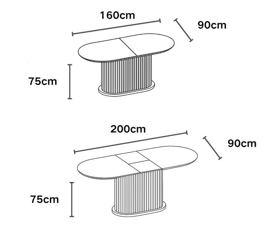 Table Repas Extensible LOKA Pied Noyer - Plateau Noyer 160/200cm - REF 1025