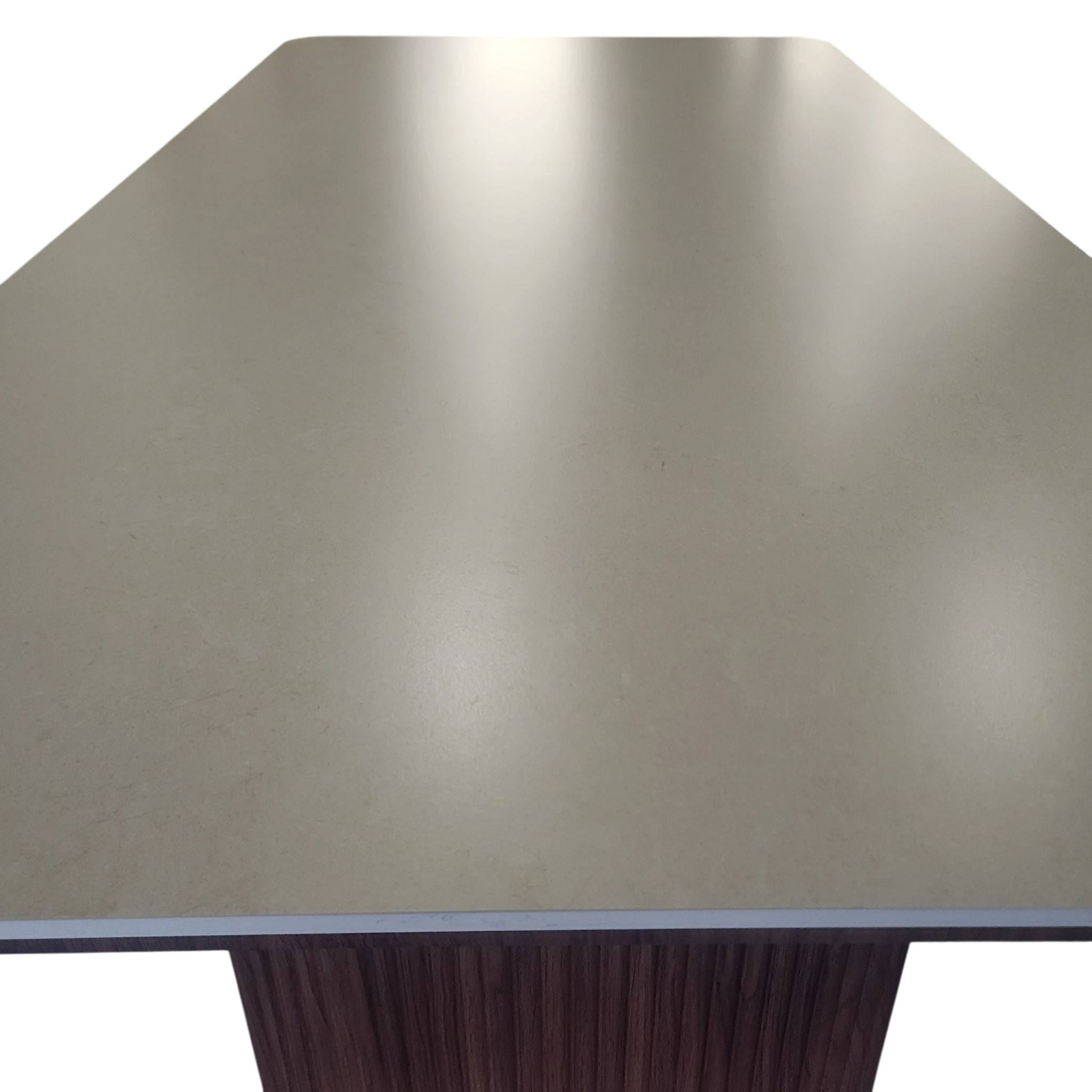 Table à manger rectangle LUNA en céramique - 180cm - Pied noyer plateau ceramic 10mm blanc cassé- REF 1009