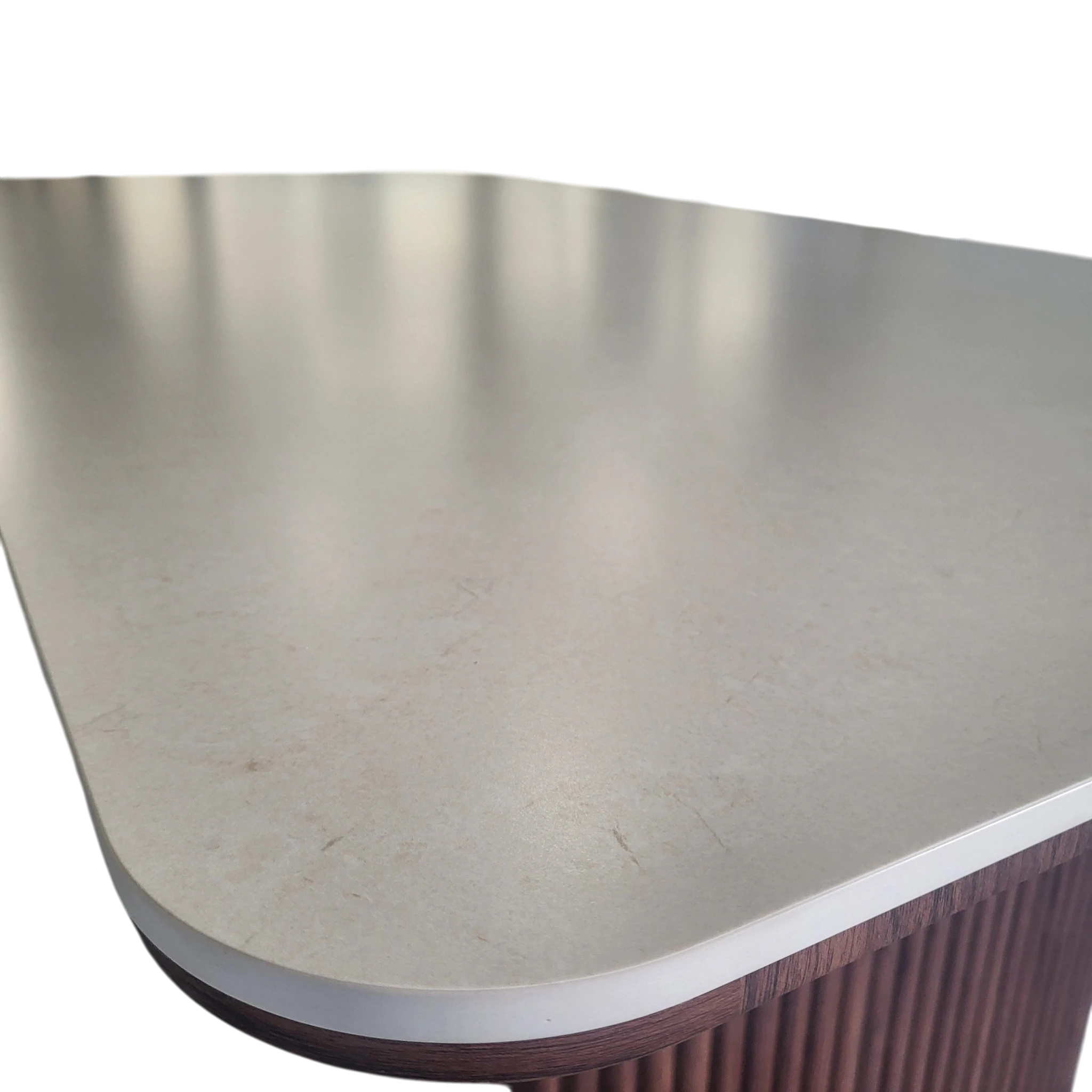 Table à manger rectangle LUNA en céramique - 180cm - Pied noyer plateau ceramic 10mm blanc cassé- REF 1009