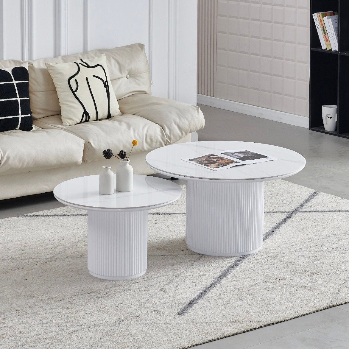 TABLE BASSE GIGOGNE PILA MARBRE BLANC REF 2