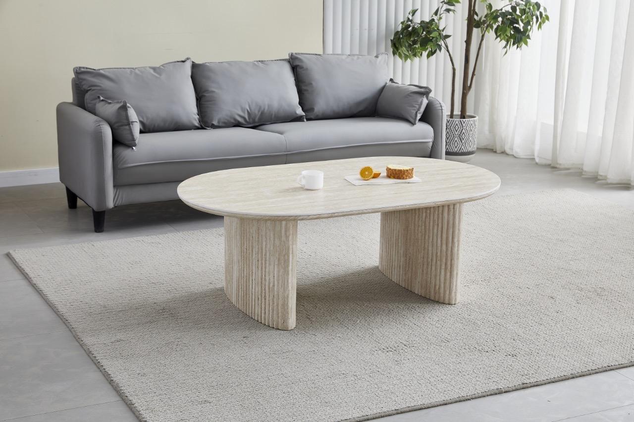 Table basse JOSEPHINE plateau en céramique effet travertin - 120 cm sku 18