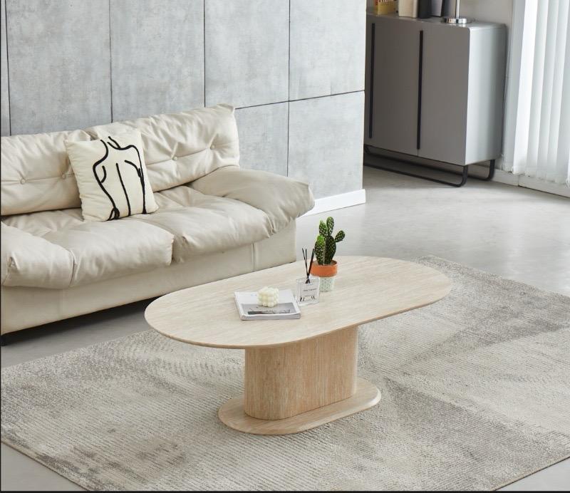 Table basse LÉA plateau en céramique effet travertin - 130 cm REF 70 .