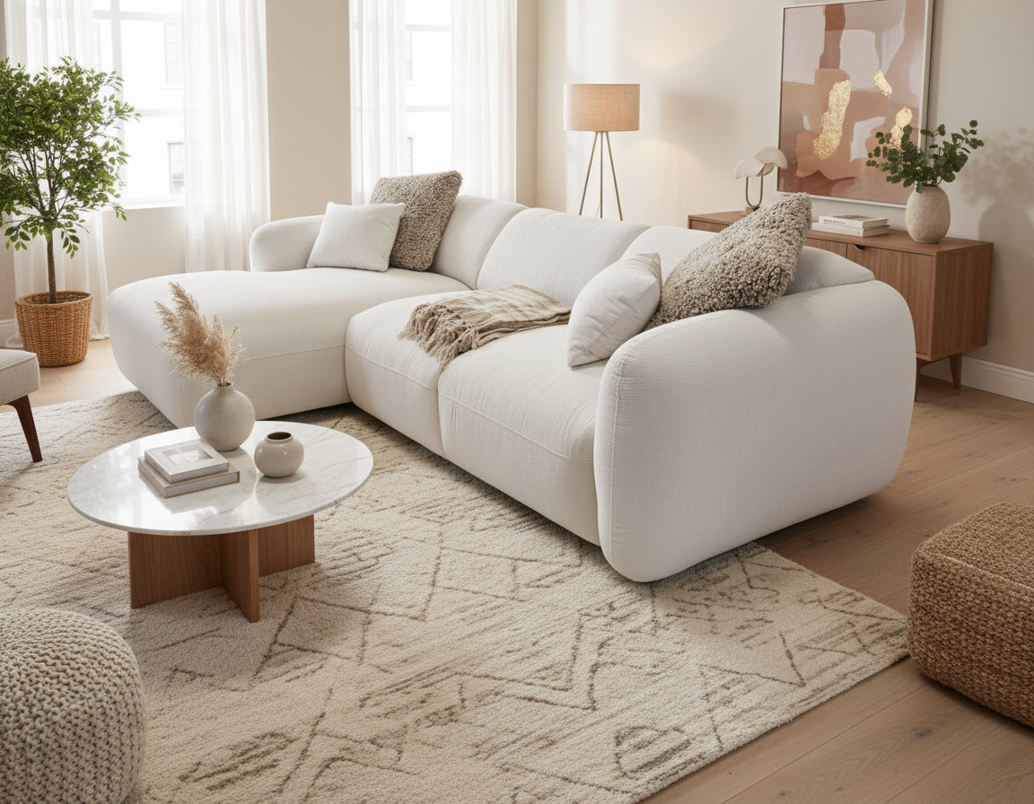 Canapé d’angle avec méridienne - CLOUD – Tissu aragon 01