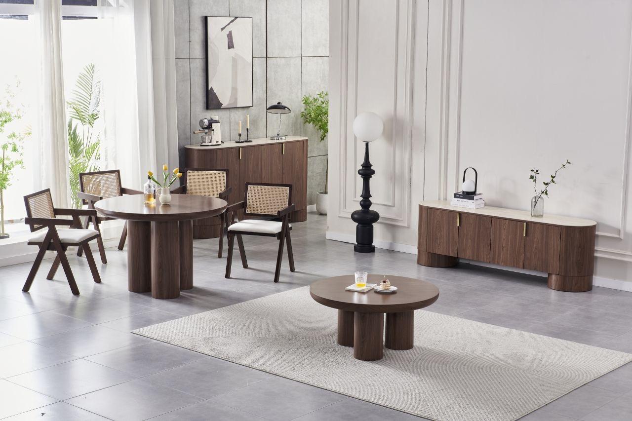 Table effet noyer Maya – Ø110 cm