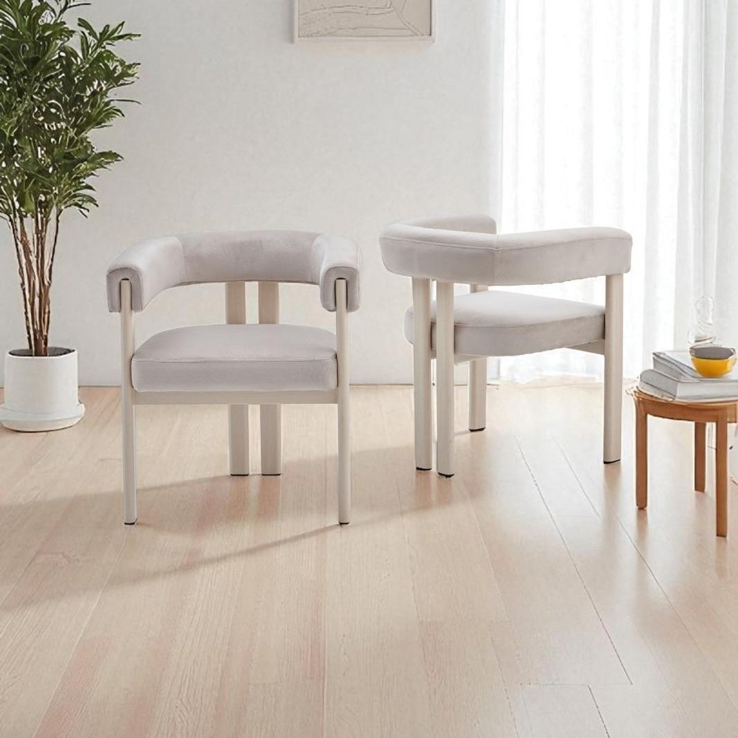 Chaise Liora beige – Élégance Velours & Finition Travertin REF 45
