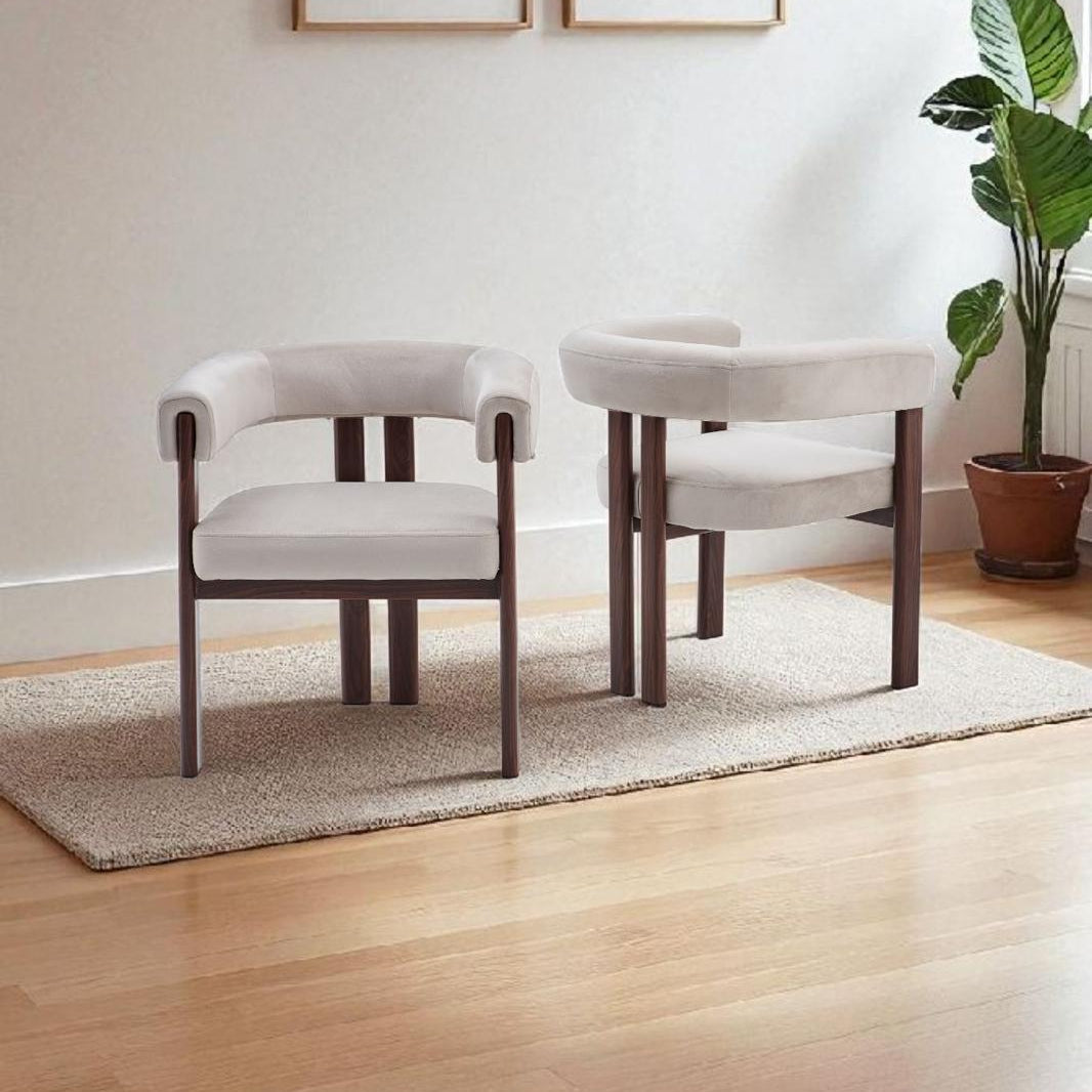 Chaise Liora Taupe – Élégance moderne & Finition bois noyer REF 46