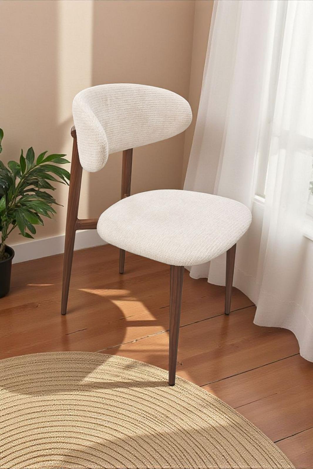 CHAISE BOHÈME CHENILLE BEIGE NOYER