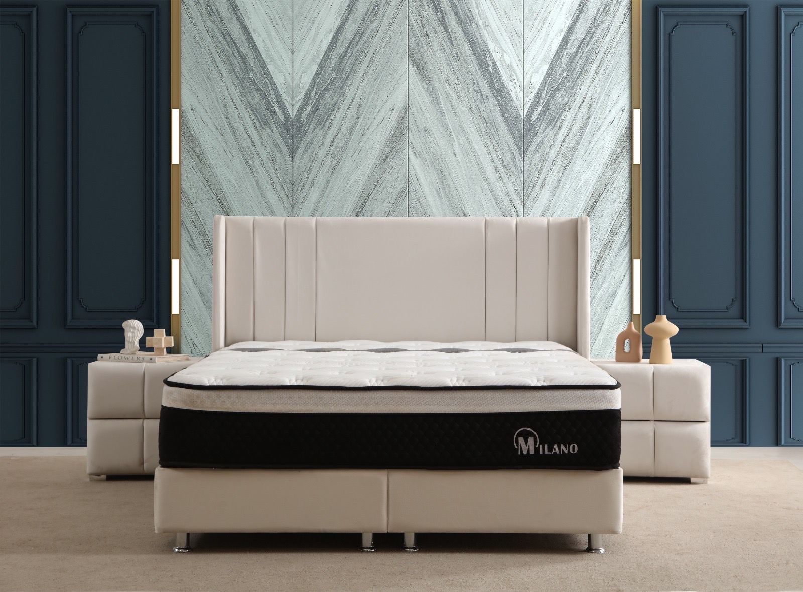 Lit Coffre Alma 180x200 Blanc Cassé