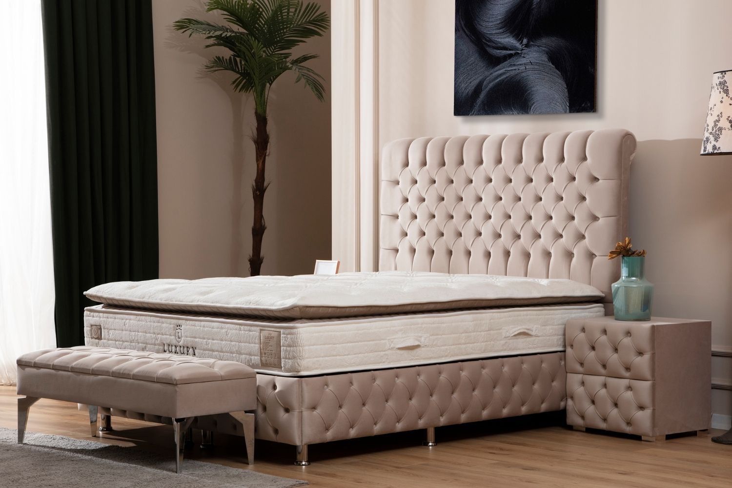 Lit Coffre Luna 160x200 Beige