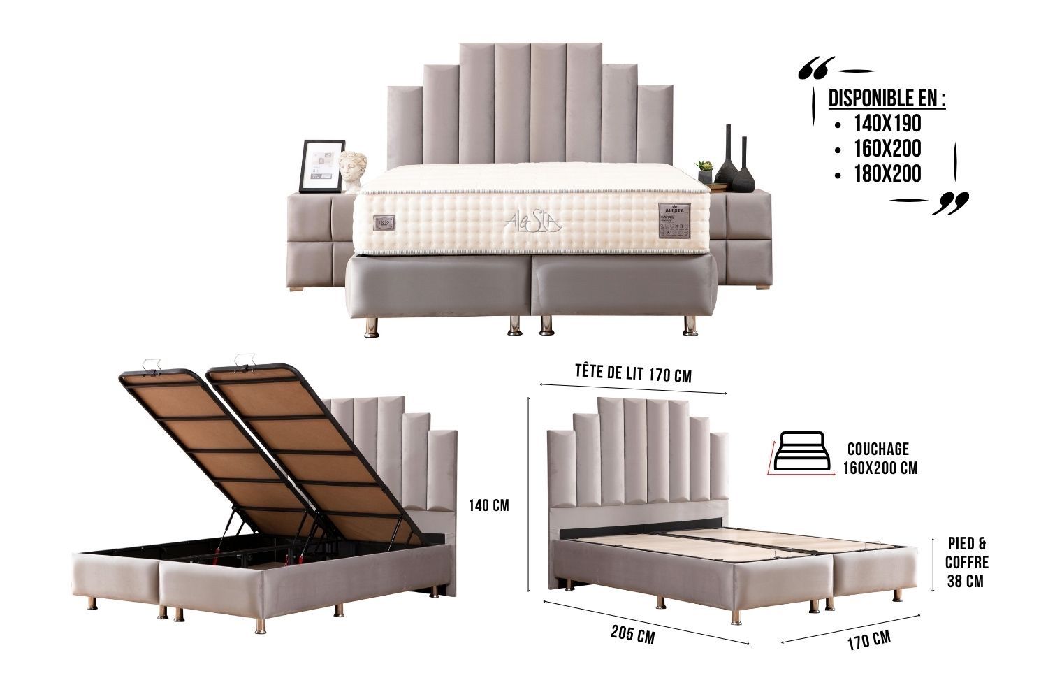 Lit Coffre Natura 160x200