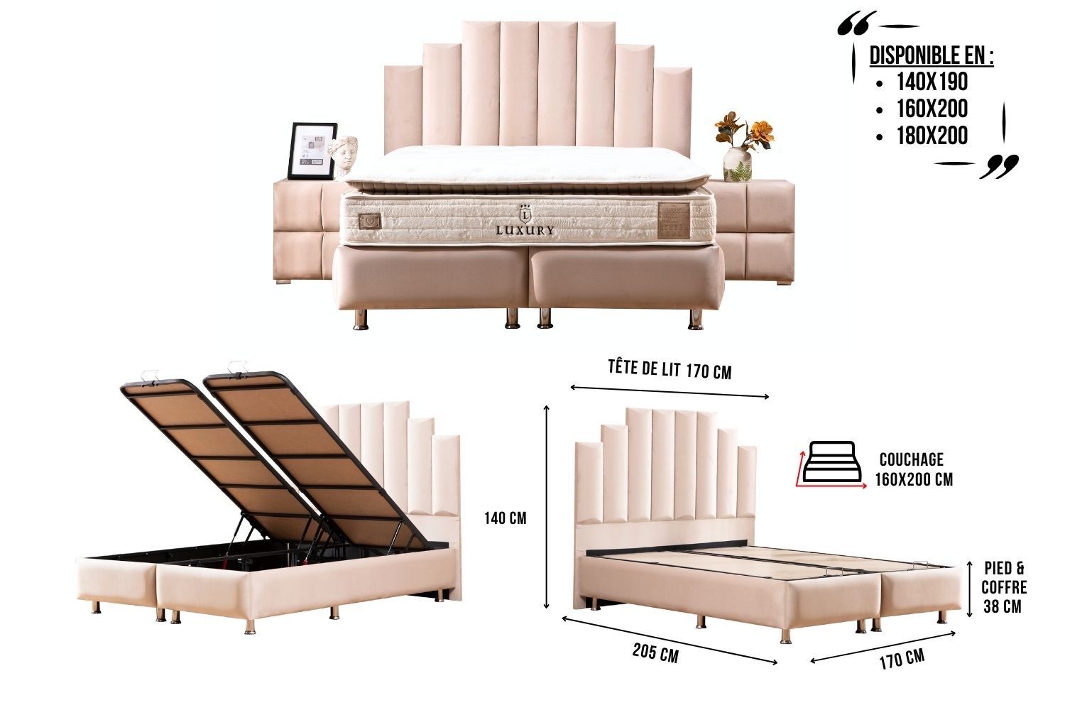 Lit Coffre Natura 160x200