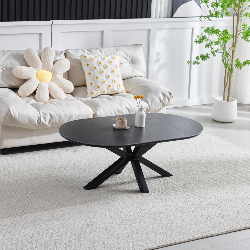 Table basse OPHELIA en céramique noire - Pied croisé noir sku 78.