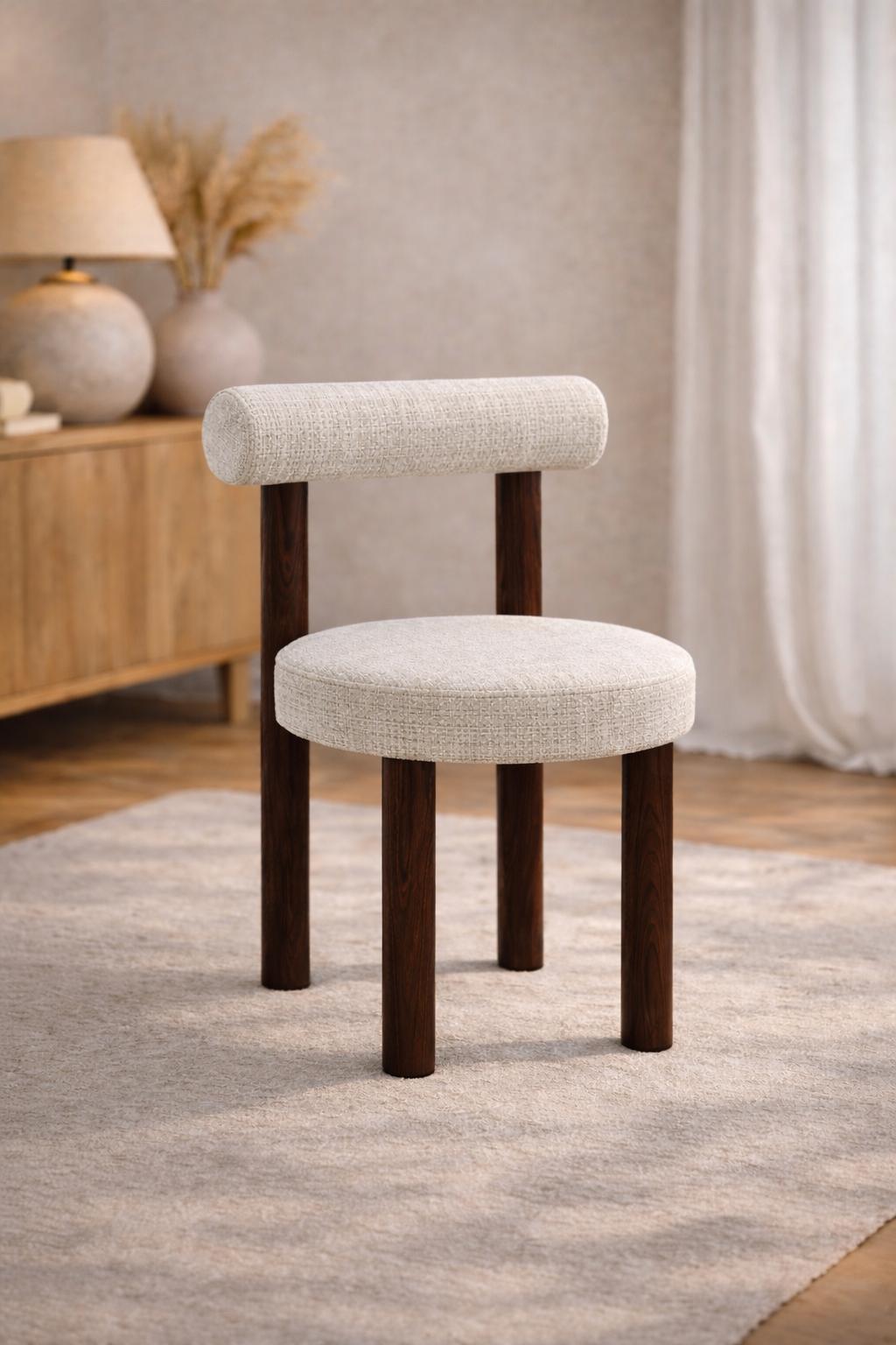 Chaise IRINA – Pied noyer, tissu marbella beige sku 80