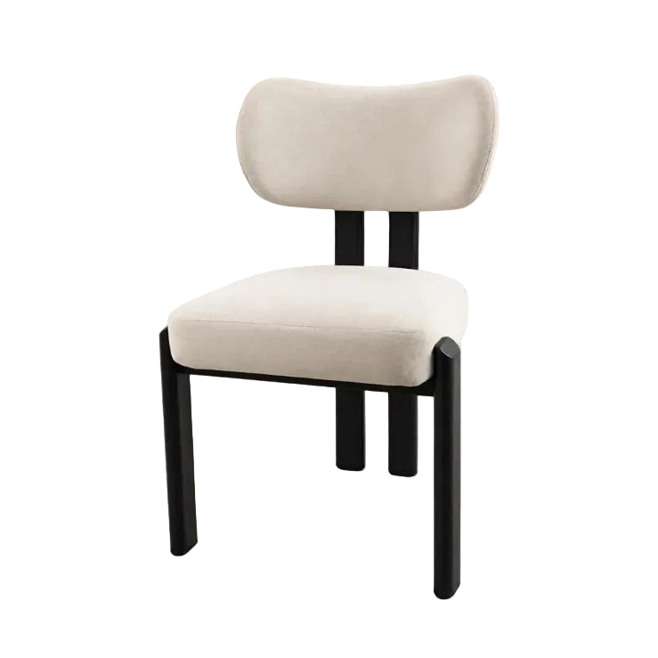 Chaise HERA tissu velours beige - Pieds noir