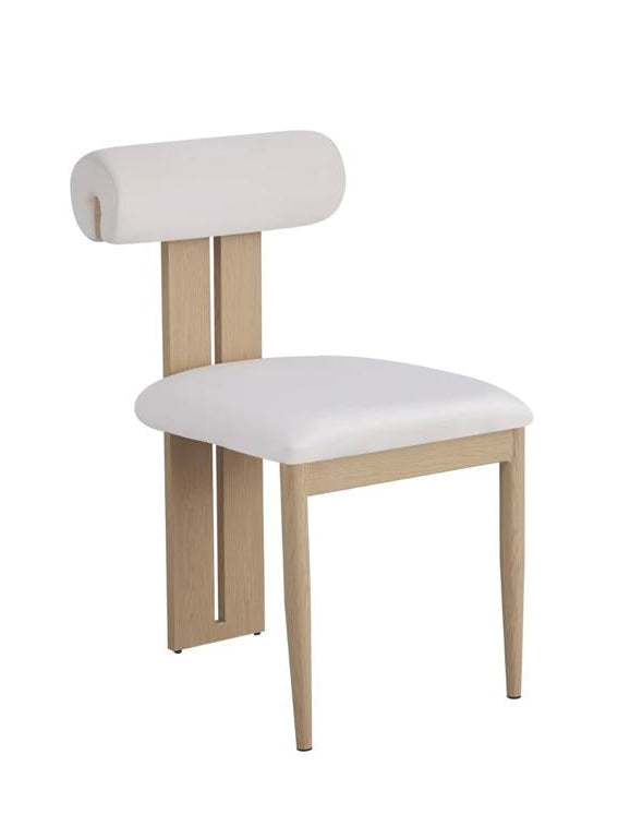 Chaise TIFFANY – Pied effet bois & velours beige