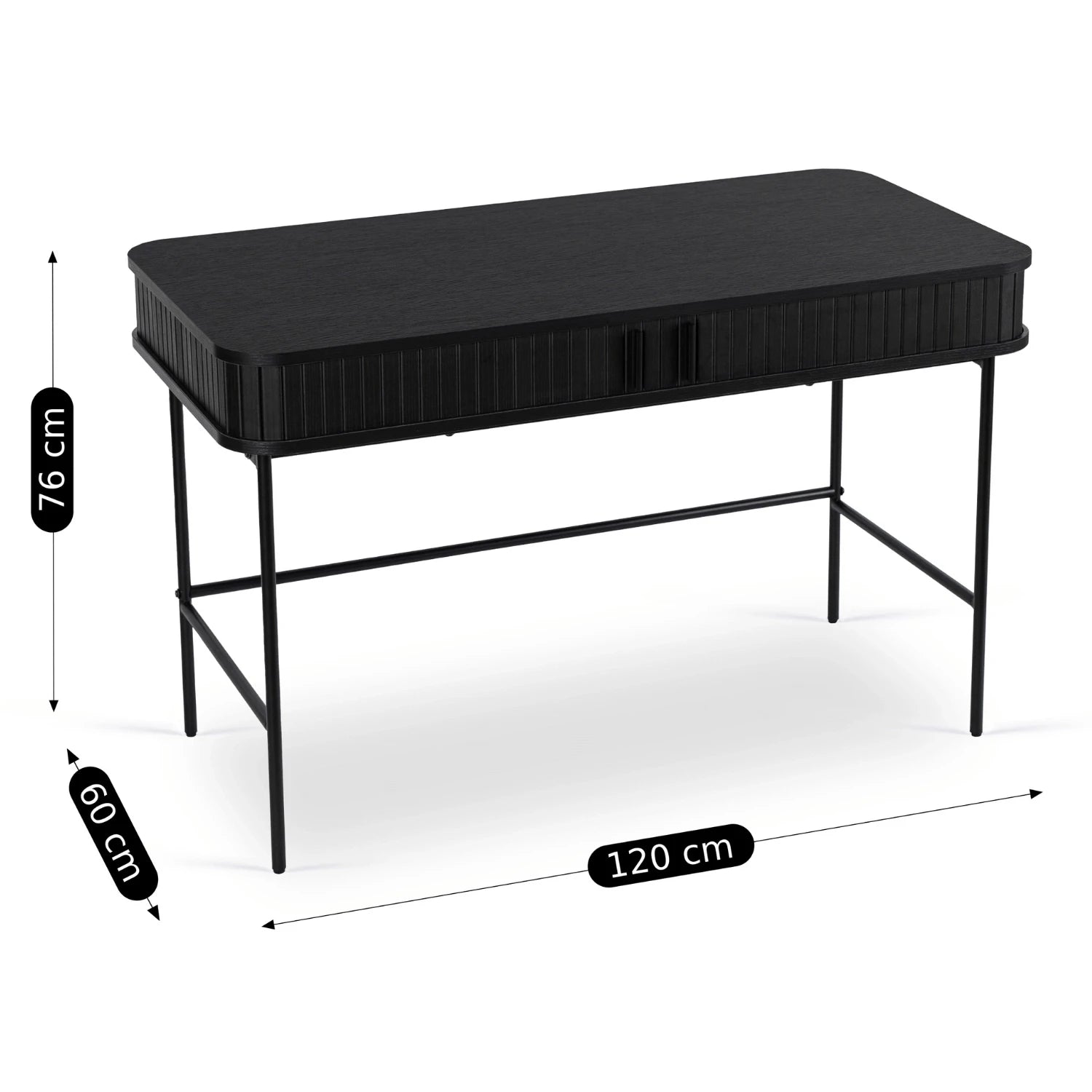 Bureau TRISH 120 cm noir avec rangement REF 3016