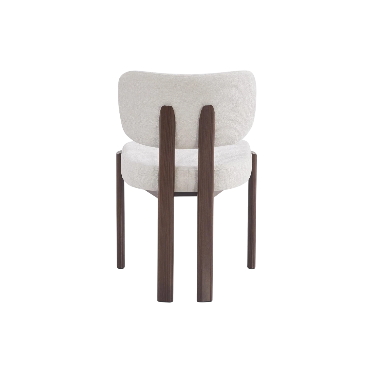 Chaise BAGUETTE en tissu chenille beige avec pieds effet noyer vue arrière