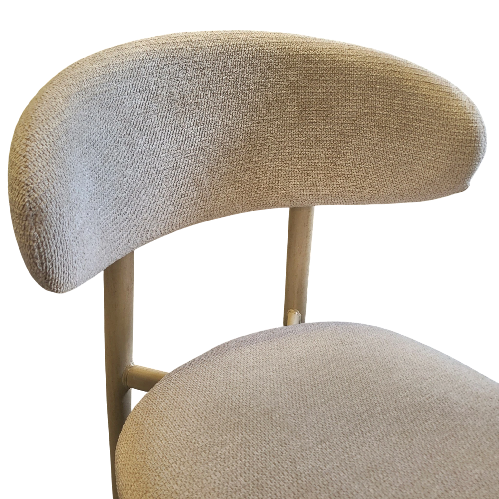 Chaise BOHÈME en tissu chenille beige - Pieds travertin REF 76