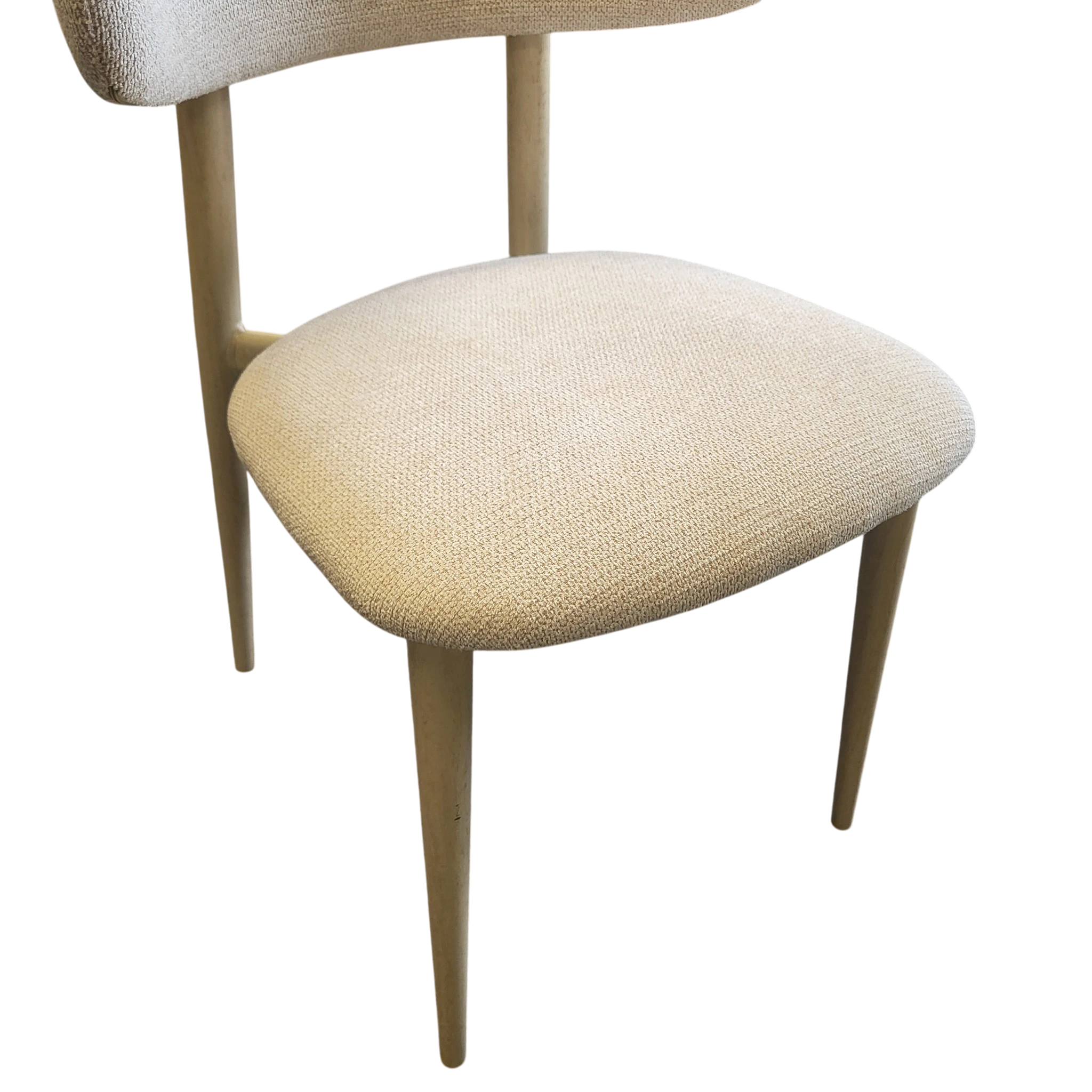 Chaise BOHÈME en tissu chenille beige - Pieds travertin REF 76