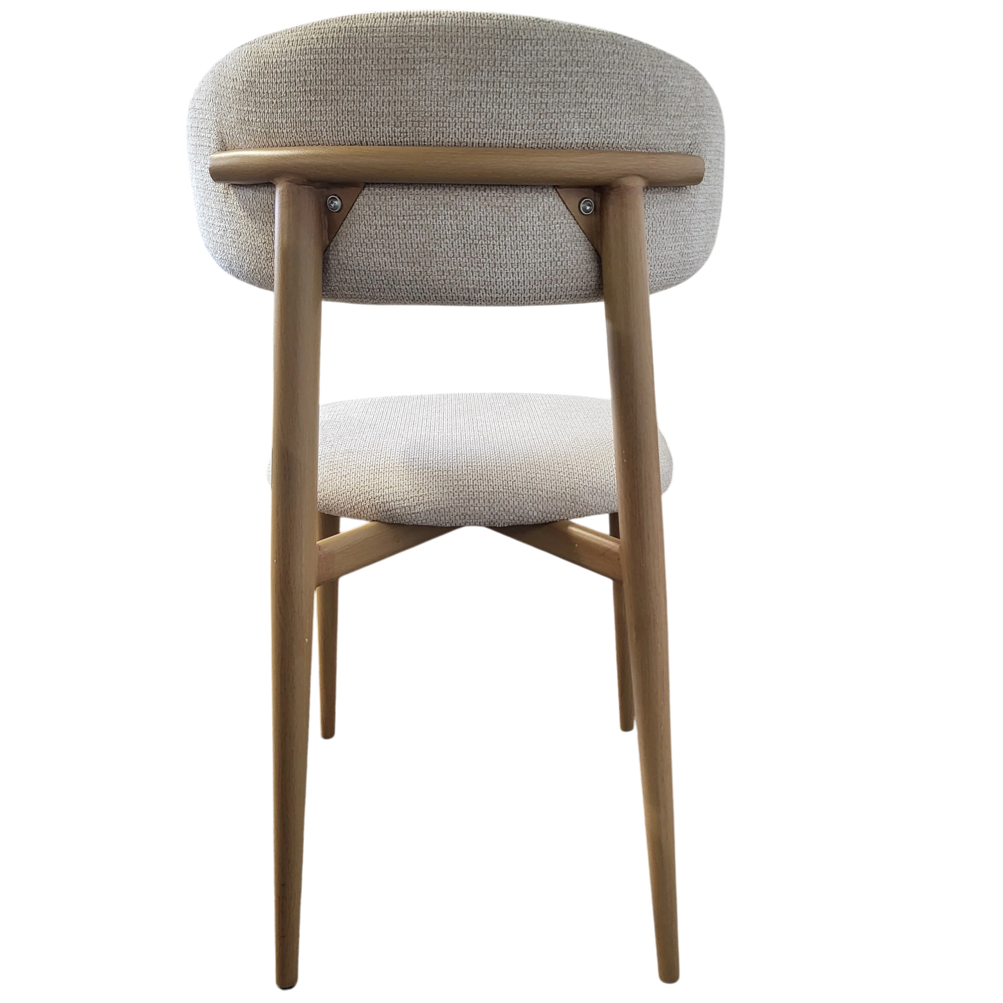 Chaise BOHÈME en tissu chenille beige - Pieds effet bois REF 51