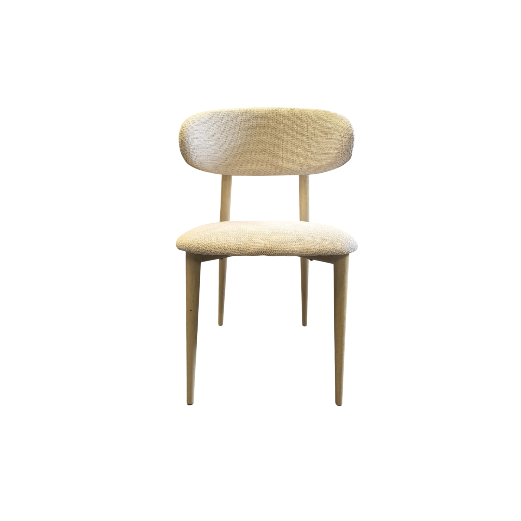 Chaise BOHÈME en tissu chenille beige - Pieds travertin REF 76