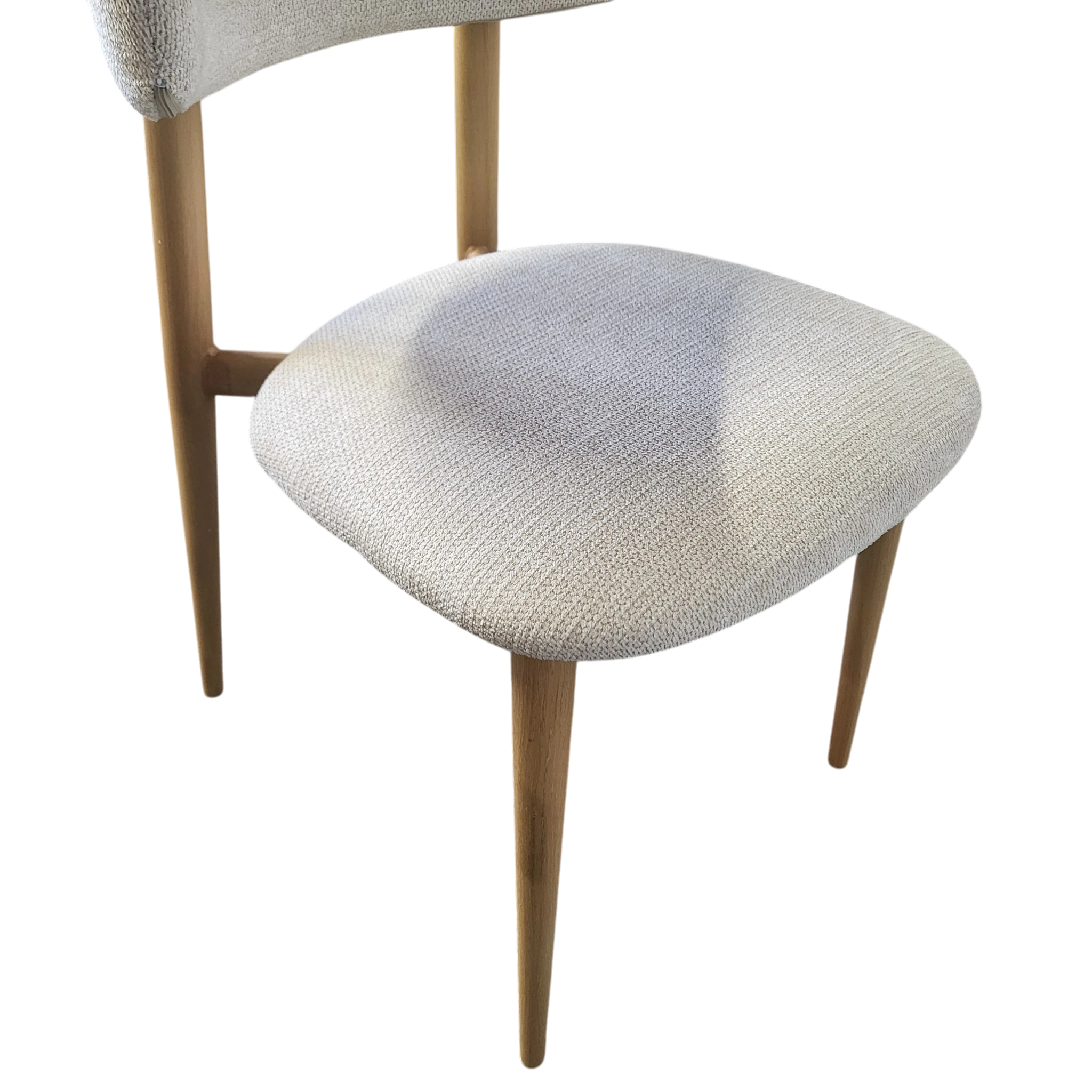Chaise BOHÈME en tissu chenille beige - Pieds effet bois REF 51
