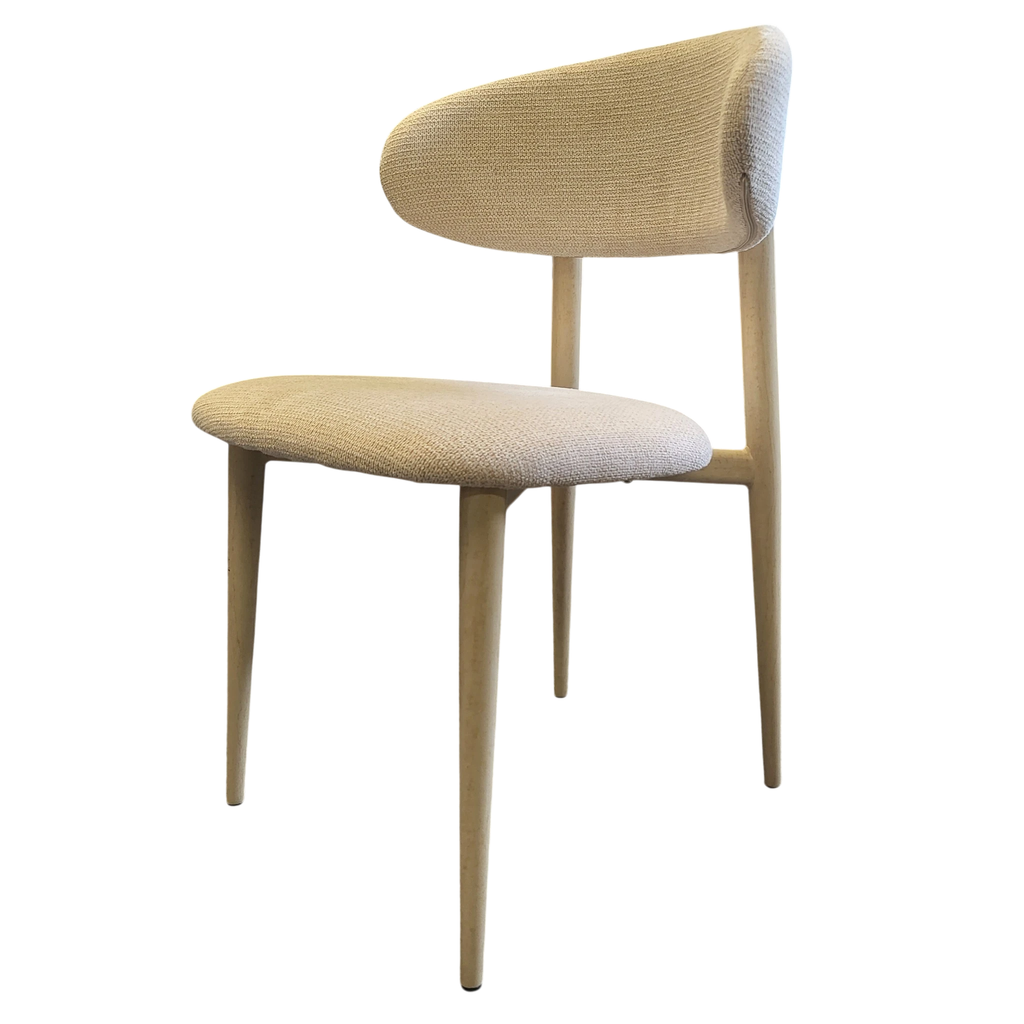 Chaise BOHÈME en tissu chenille beige - Pieds travertin REF 76