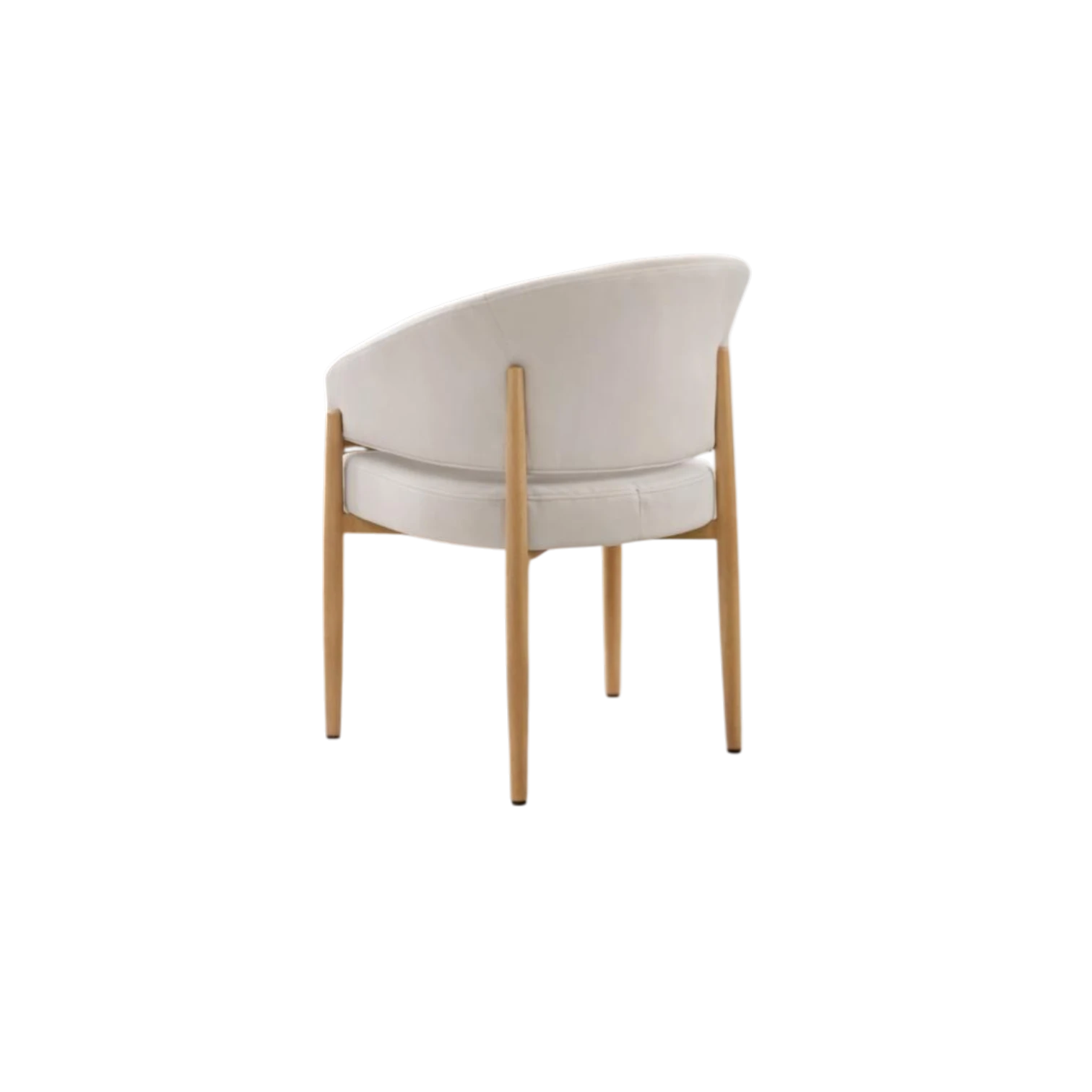Chaise CHARLY en velours beige avec pieds hêtre en vue arriere