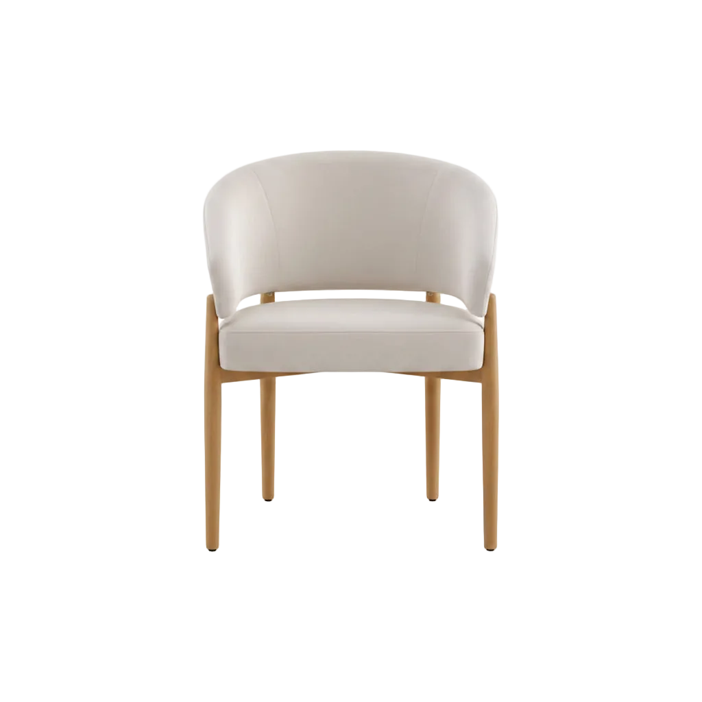 CHAISE CHARLY PIED HÊTRE VELOURS BEIGE REF 203