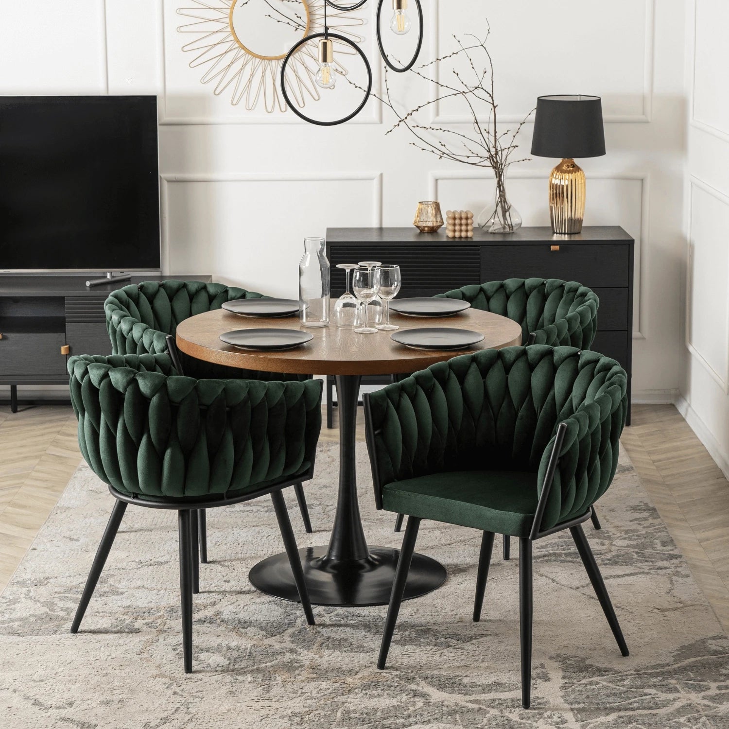 Chaise ELENA en velours vert sapin REF 3027
