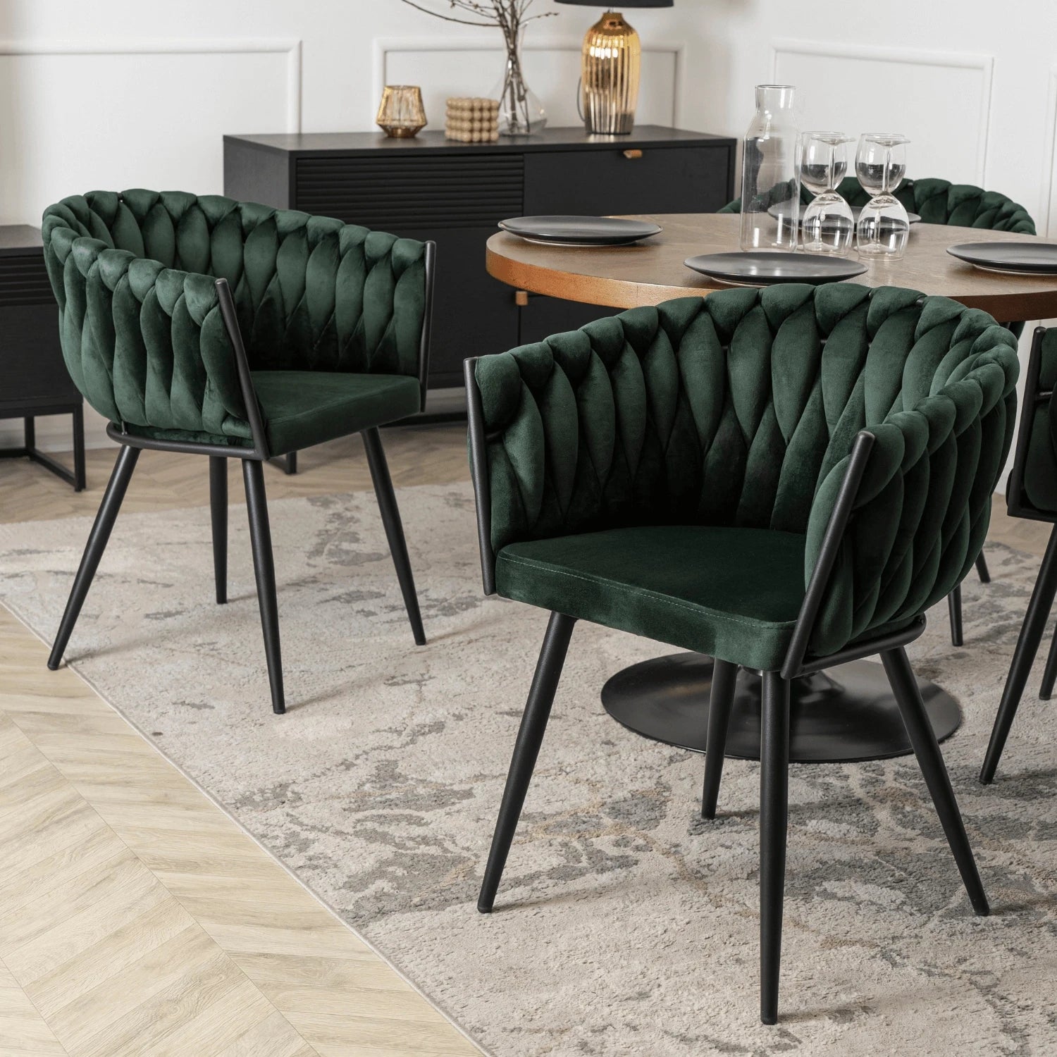 Chaise ELENA en velours vert sapin REF 3027