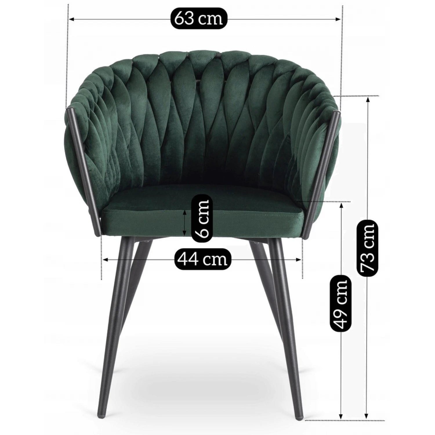 Chaise ELENA en velours vert sapin REF 3027