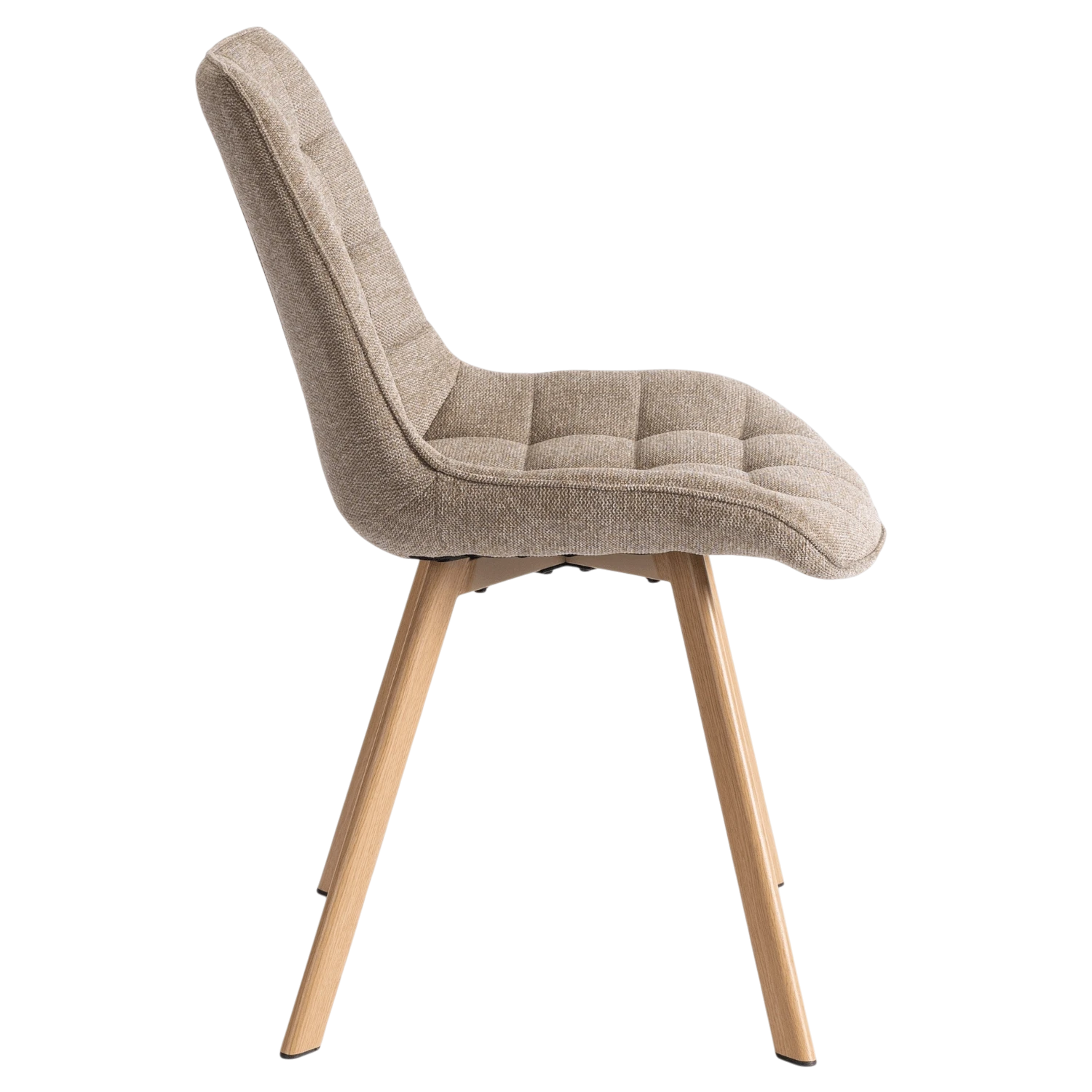 Chaise KATHY en tissu beige - Pieds effet chêne REF 3028