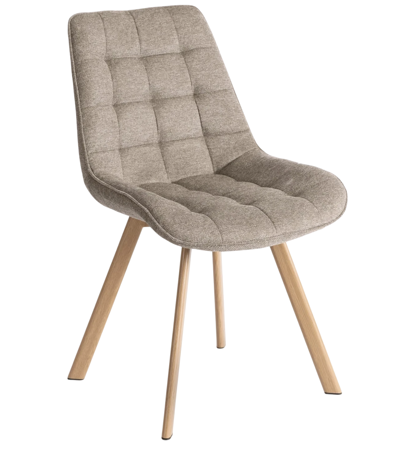Chaise KATHY en tissu beige - Pieds effet chêne REF 3028