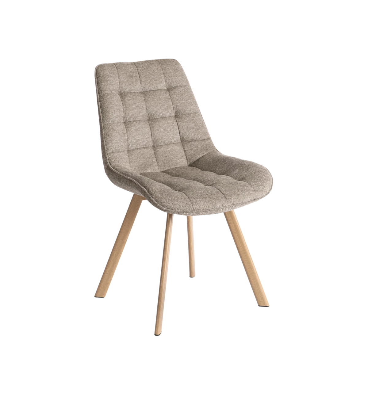 chaise kathy tissu beige, pieds effet chêne
