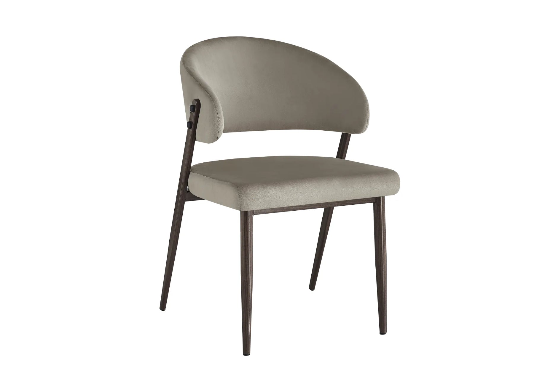 Chaise Lamia en velours taupe avec pieds métal noir vue d’ensemble
