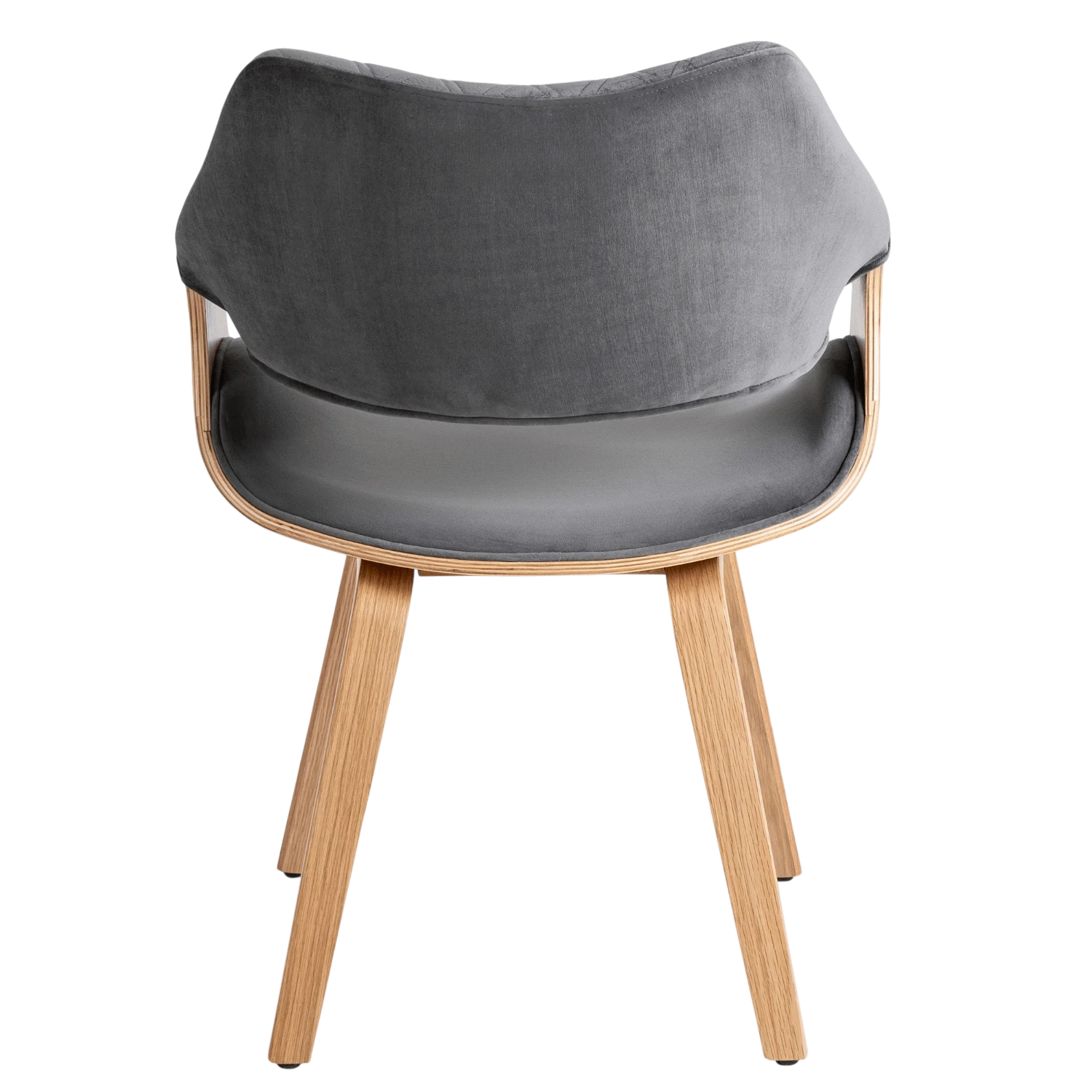 Chaise LUISE velours gris - Pieds chêne doré REF 3029
