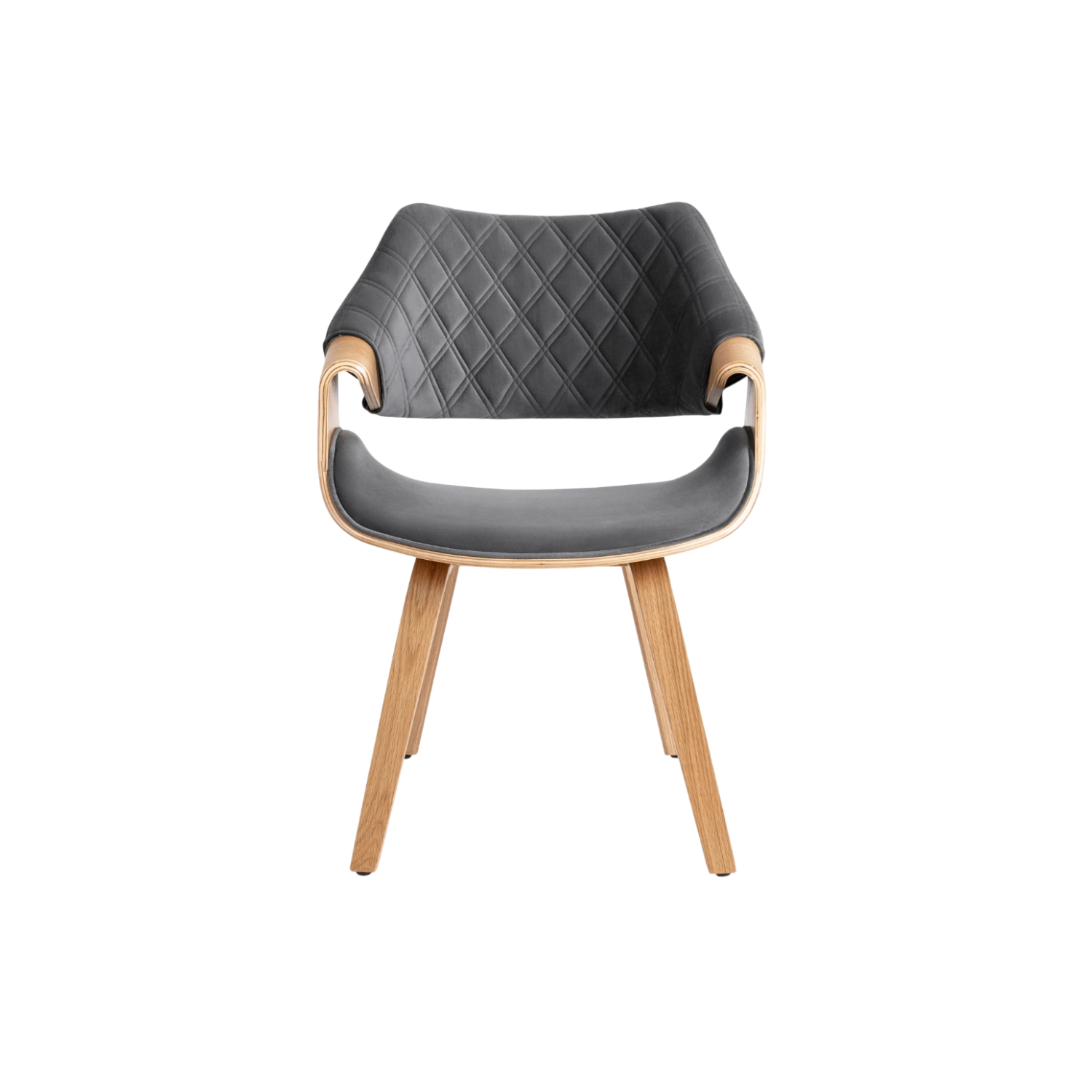 Chaise LUISE velours gris - Pieds chêne doré REF 3029