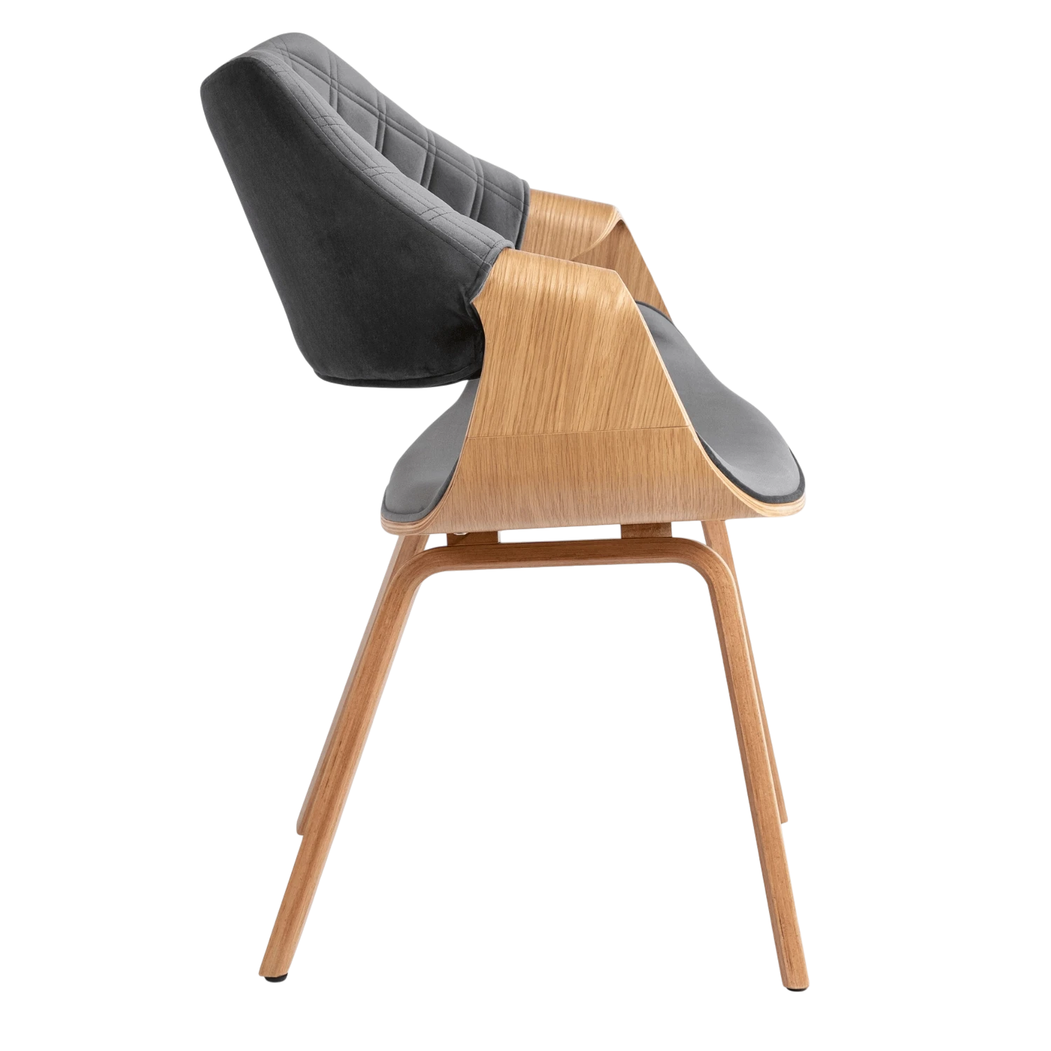 Chaise LUISE velours gris - Pieds chêne doré REF 3029