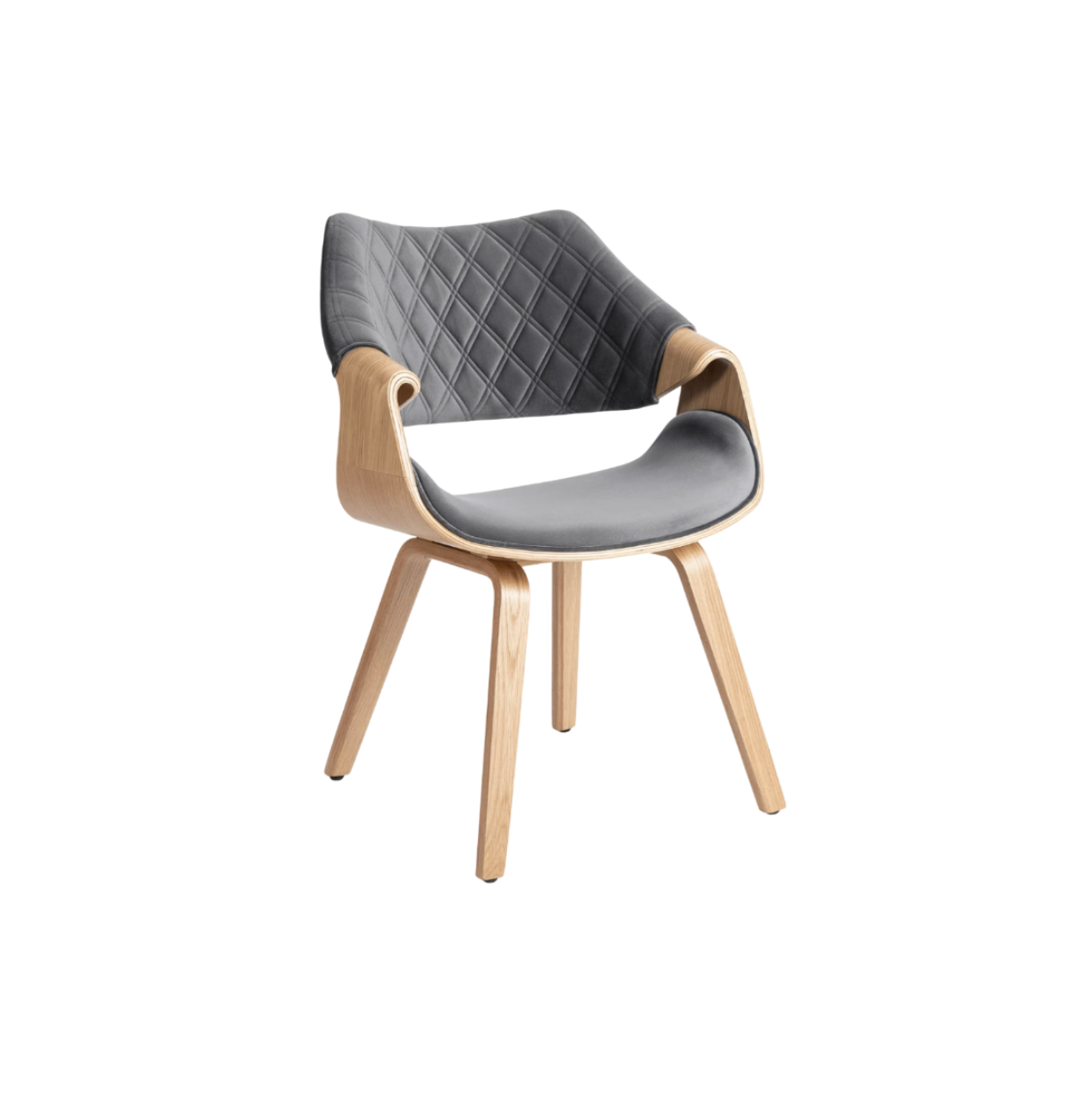 chaise luise velours gris, pieds chêne doré