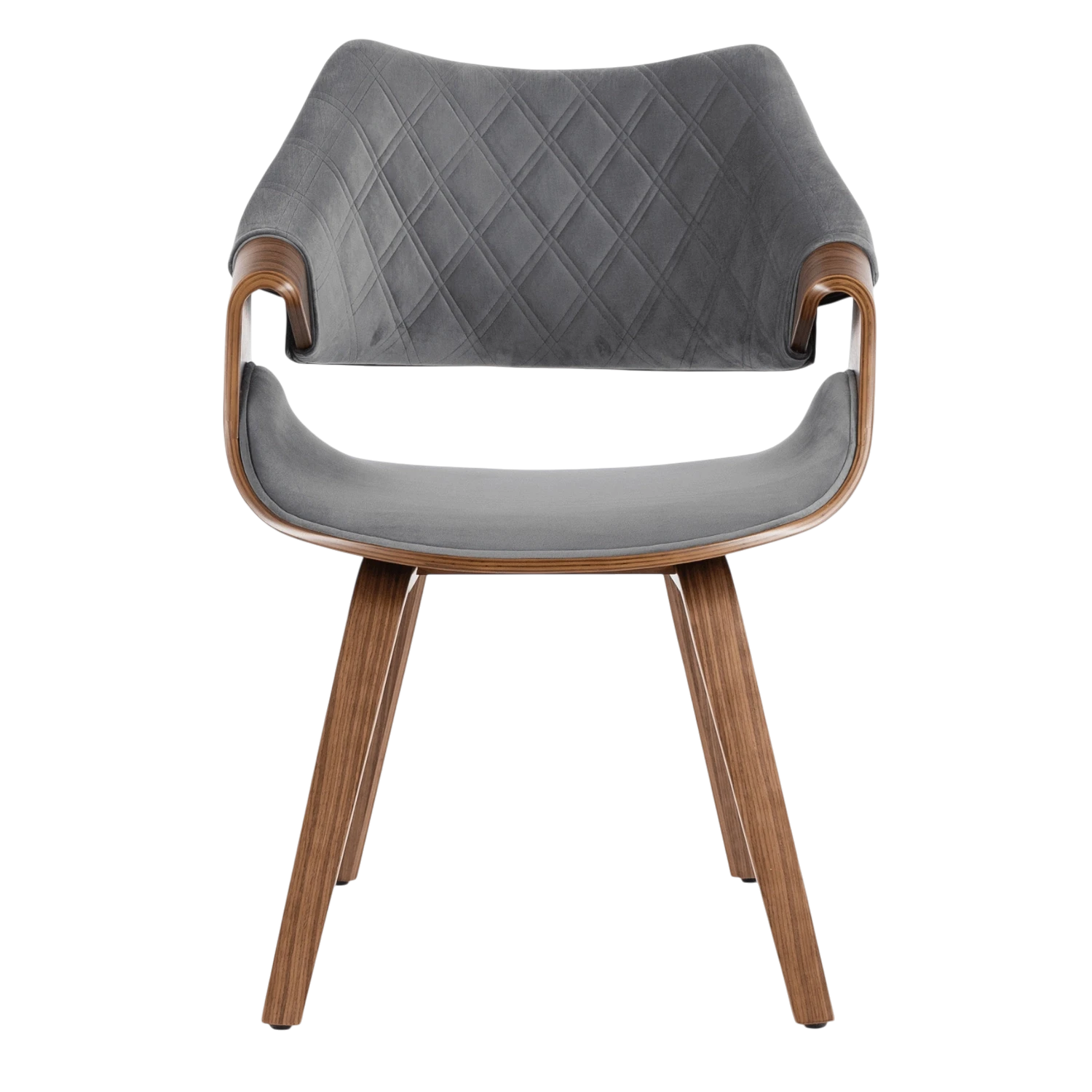 Chaise LUISE velours gris et pieds effet noyer REF 3031