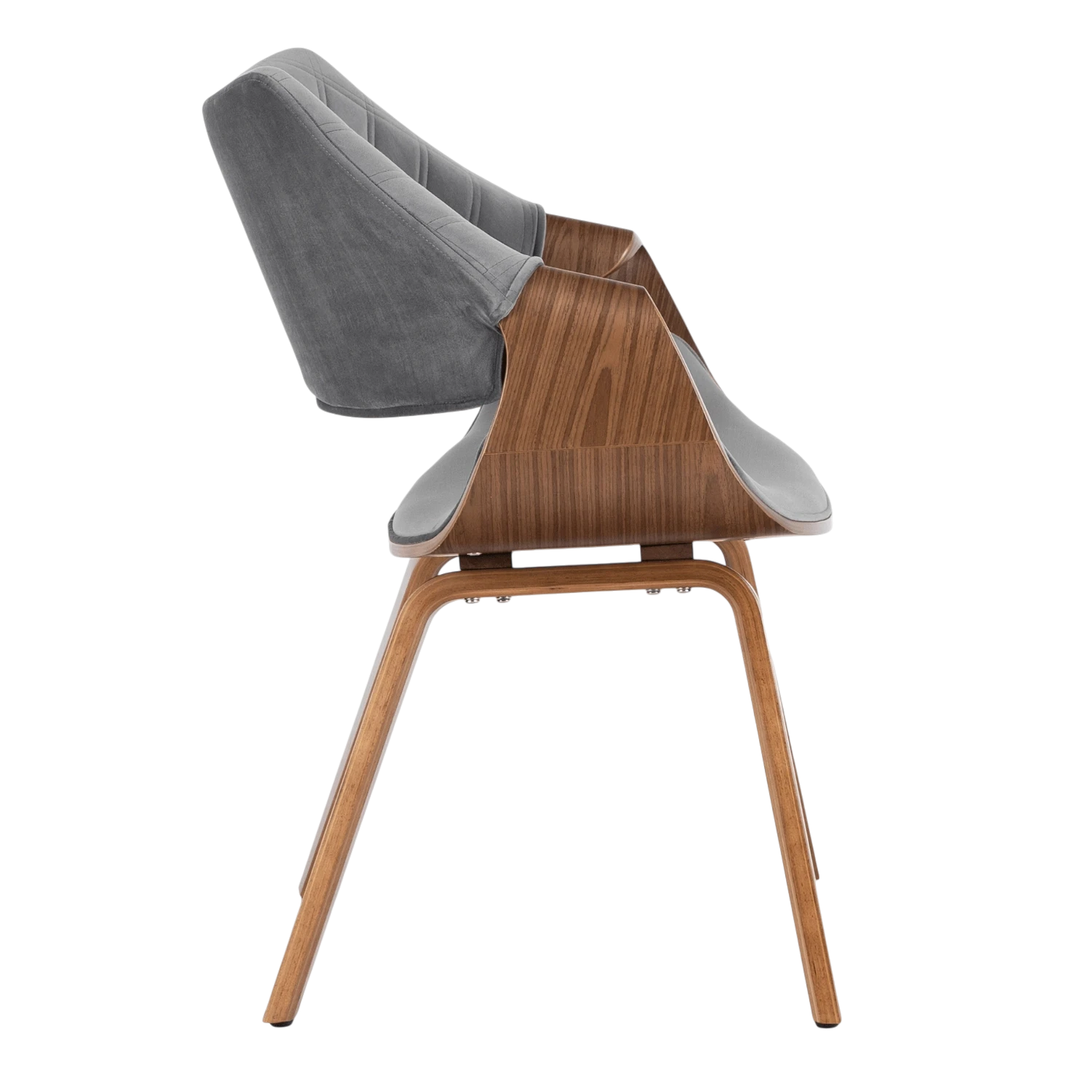 Chaise LUISE velours gris et pieds effet noyer REF 3031