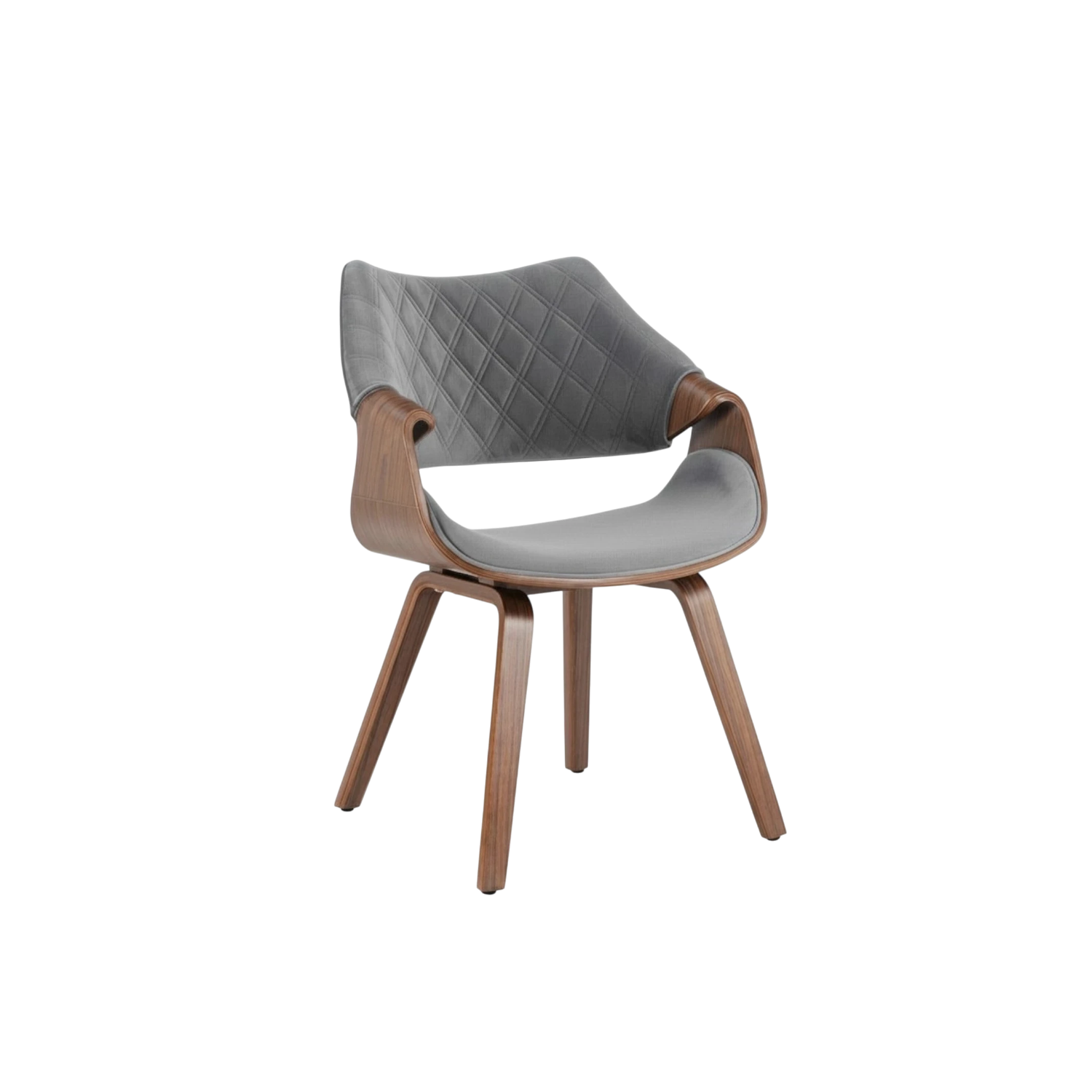 chaise luise velours gris, pieds effet noyer