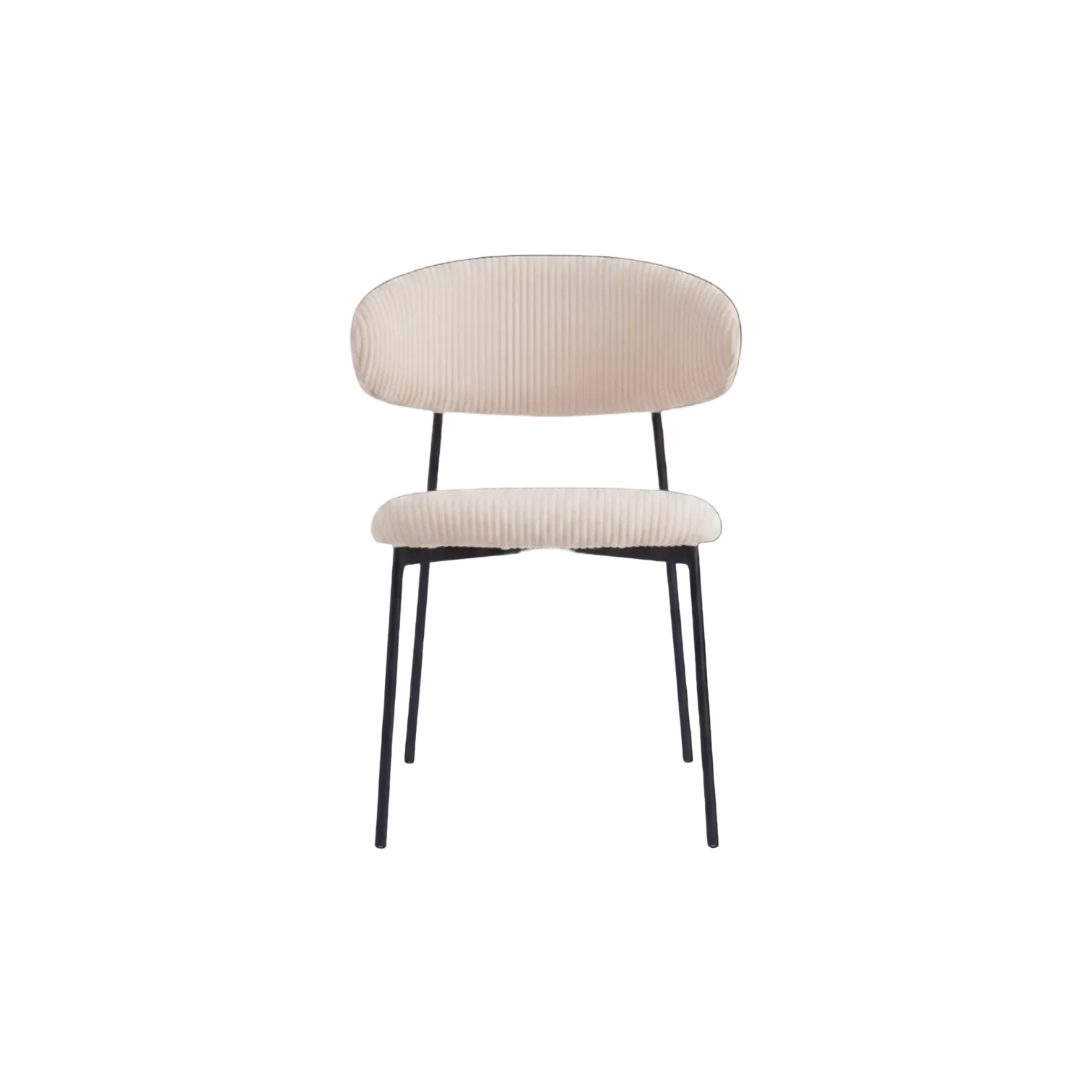 Chaise Lulu – Assise côtelée beige & pieds métal noir REF 109