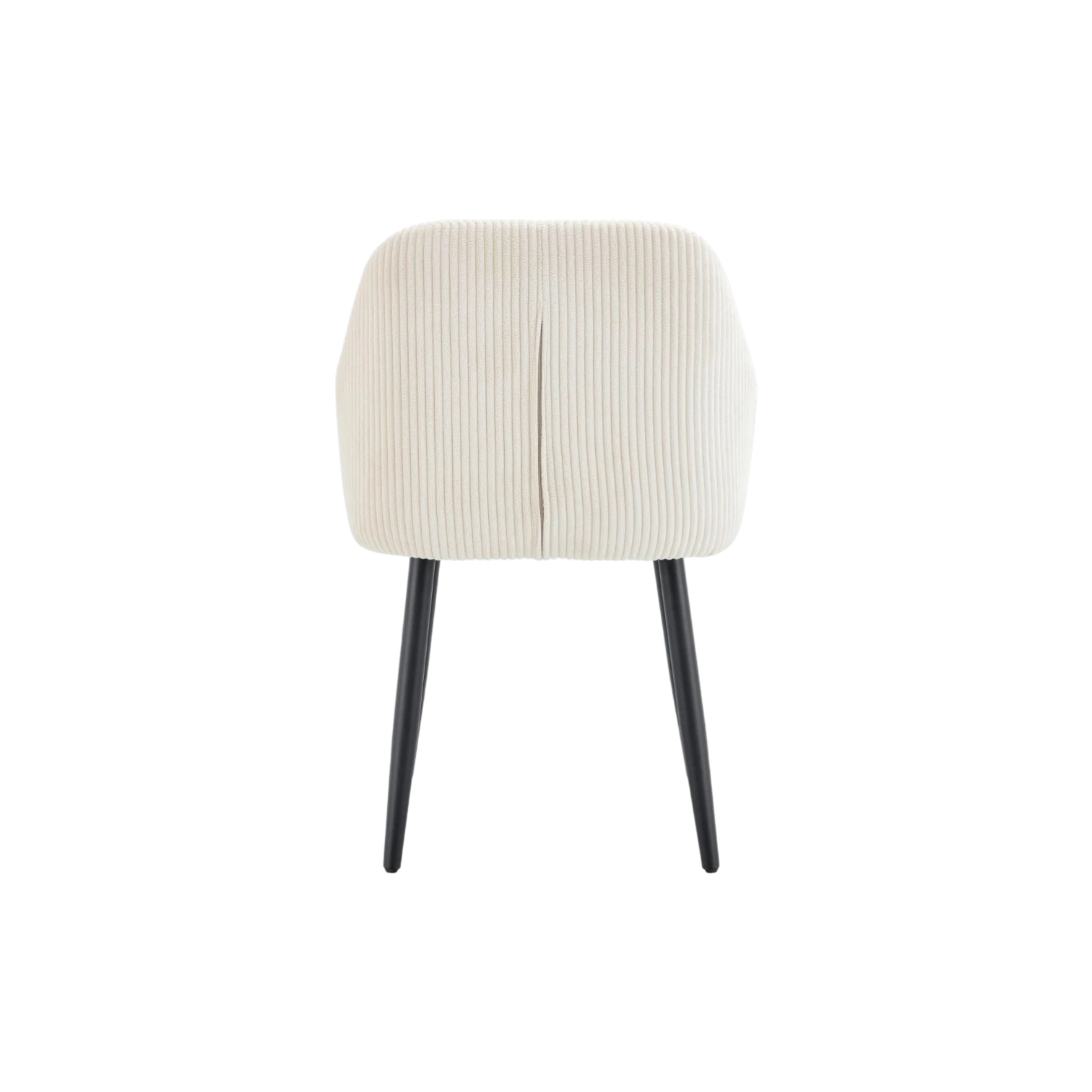 Chaise PEACH avec accoudoirs en tissu côtelé beige et pieds en métal noir vue sur le dossier