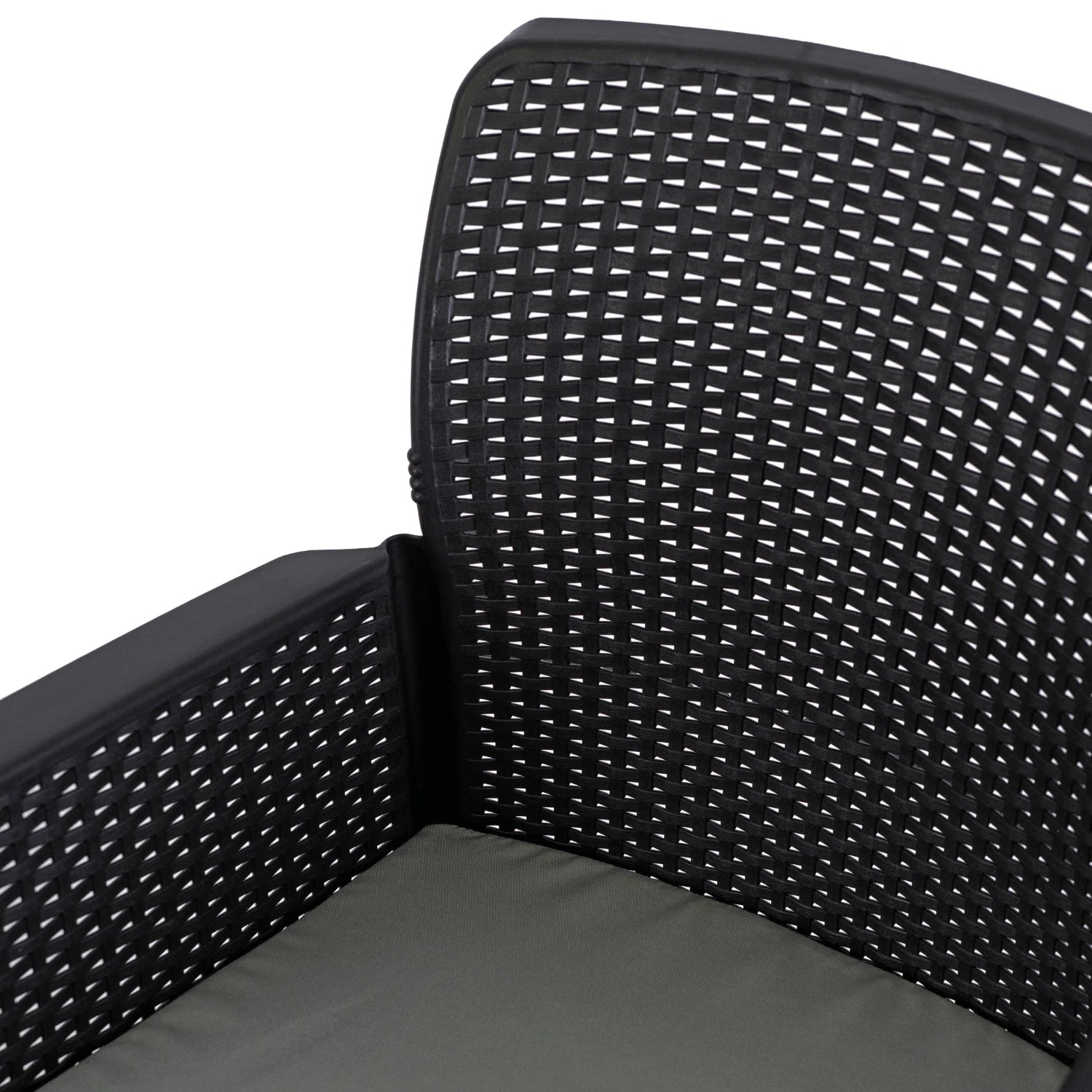 Ensemble de jardin ARGOS avec table extensible 160–260 cm effet noyer et 8 fauteuils FRESNO noirs SKU 3045
