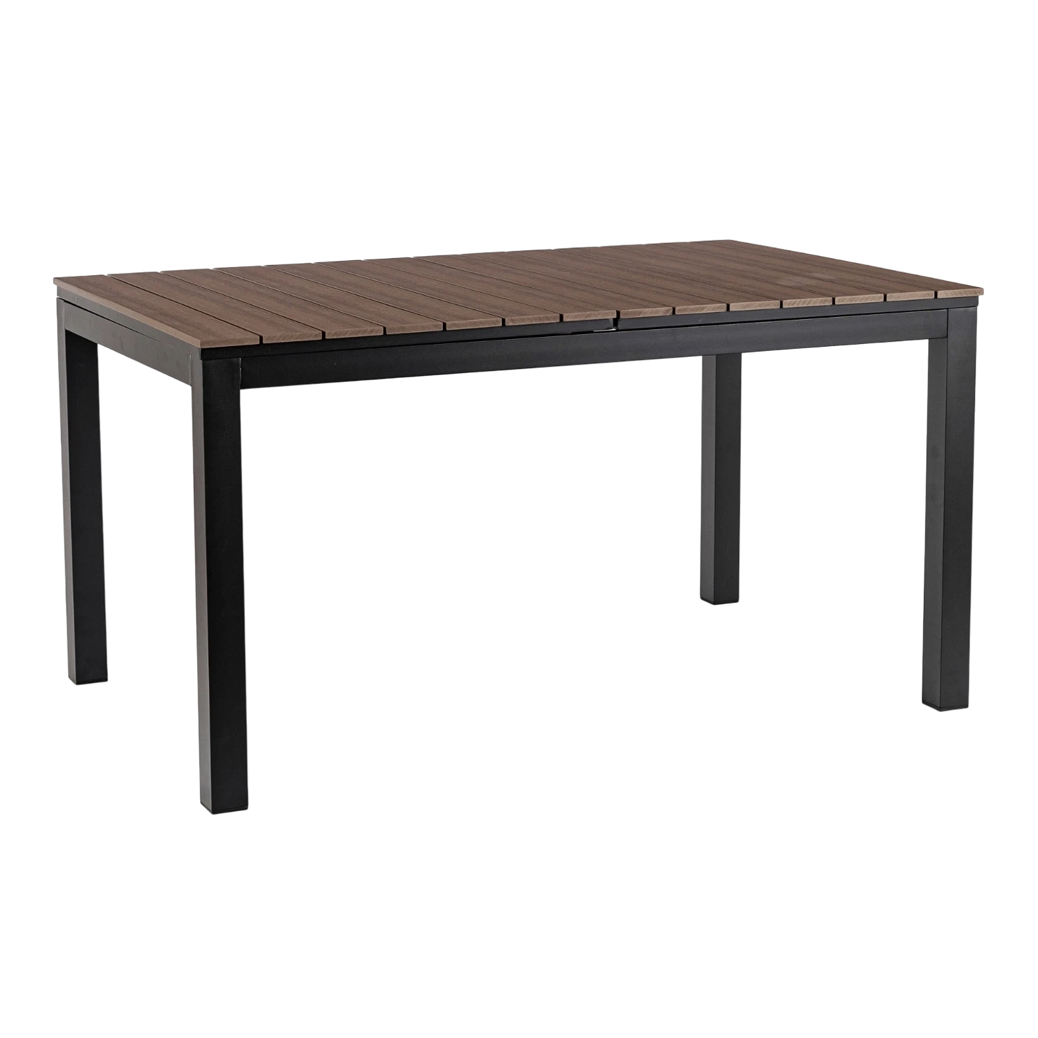 Ensemble de jardin ARGOS avec table extensible 160–260 cm effet noyer et 8 fauteuils FRESNO noirs SKU 3045