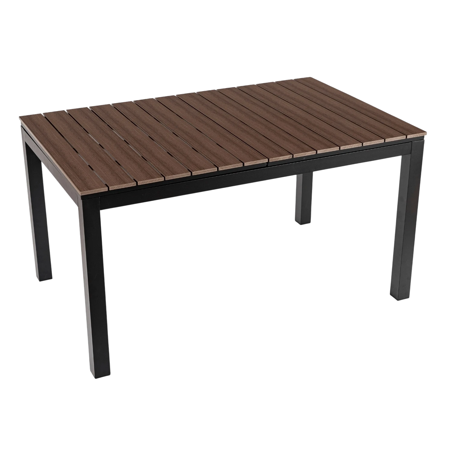 Ensemble de jardin ARGOS avec table extensible 160–260 cm effet noyer et 8 fauteuils FRESNO noirs SKU 3045