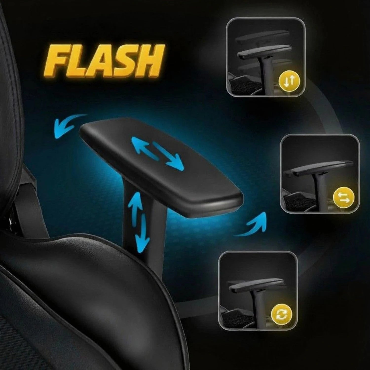 Fauteuil gaming FLASH noir avec dossier inclinable REF 3014