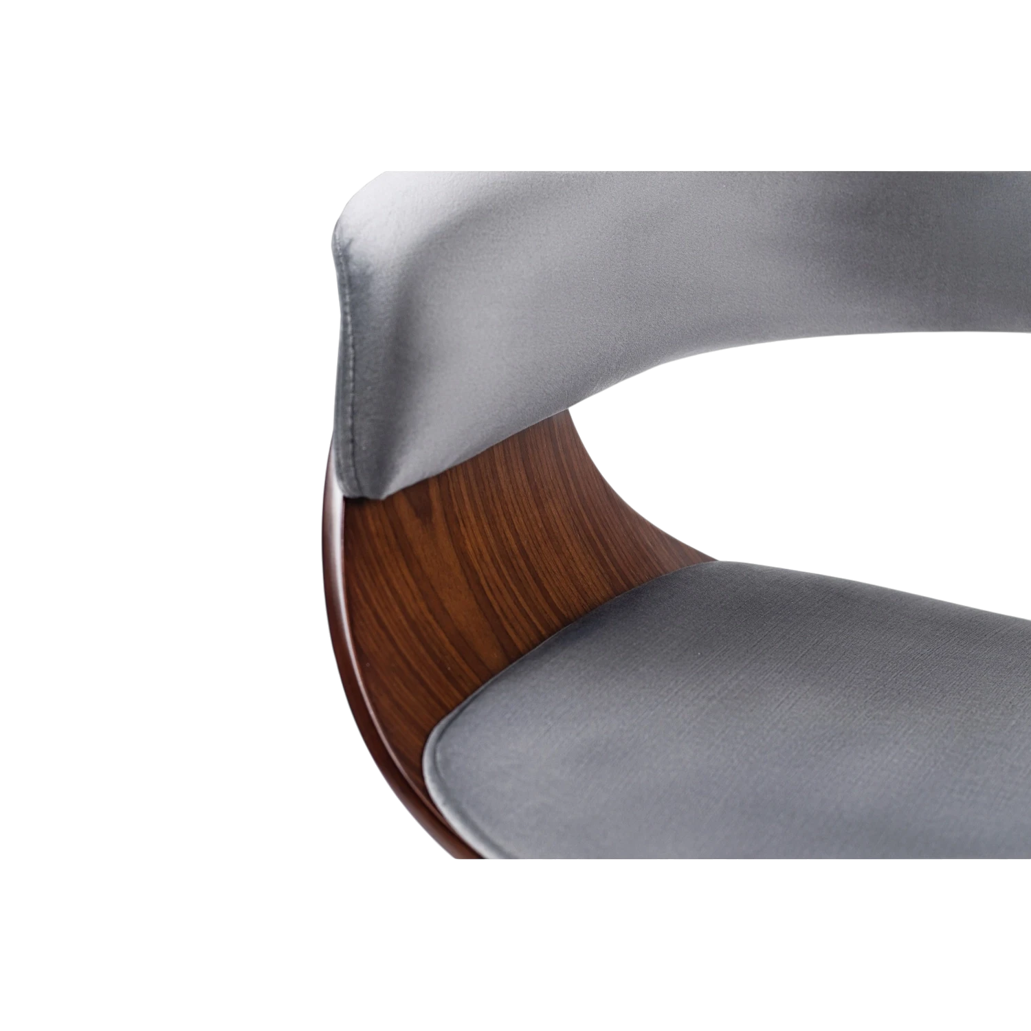 Chaise GARY velours gris - Pieds effet noyer REF 3032